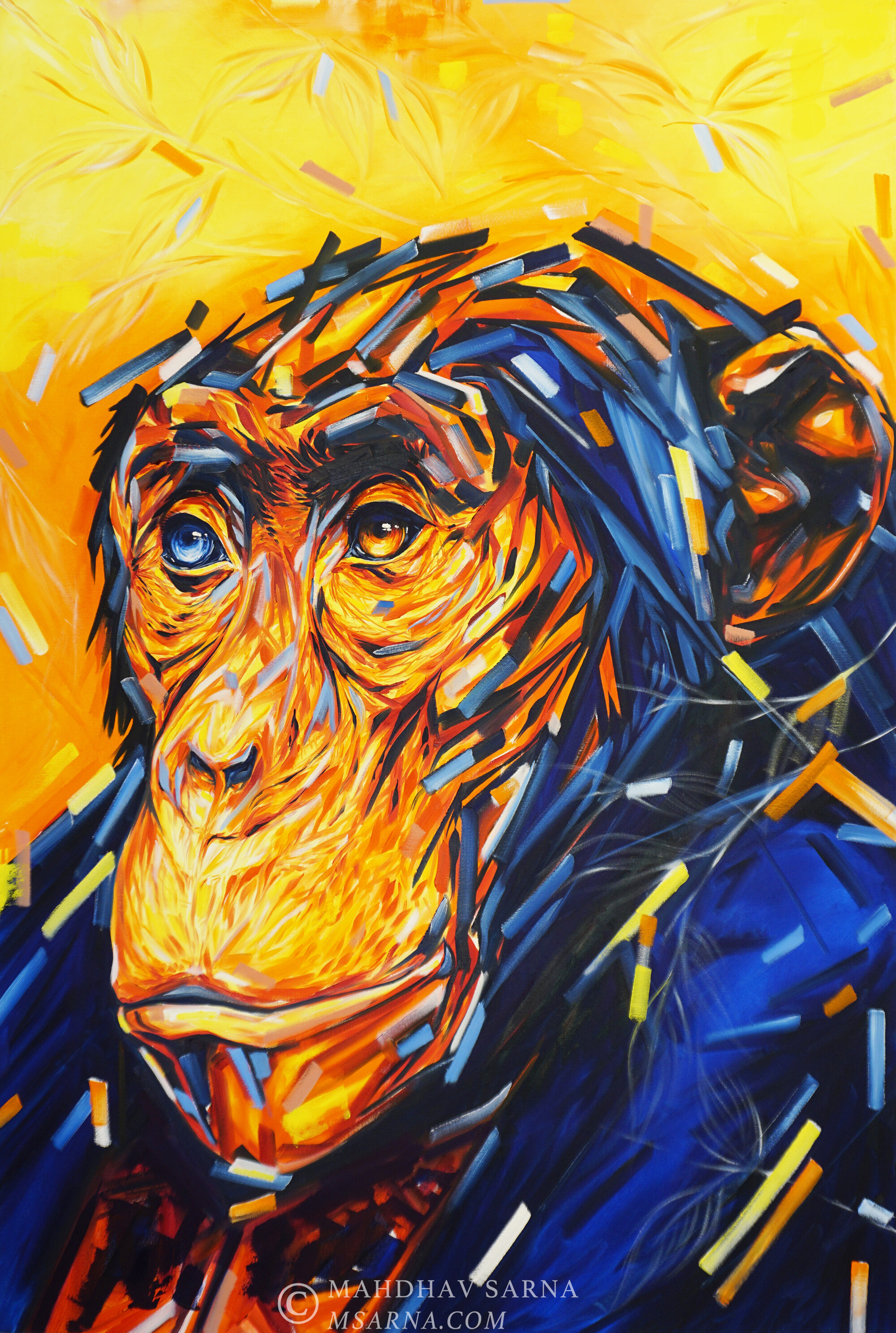 chimpanzee oil painting catf wildlife art mahdhav sarna 01.jpg