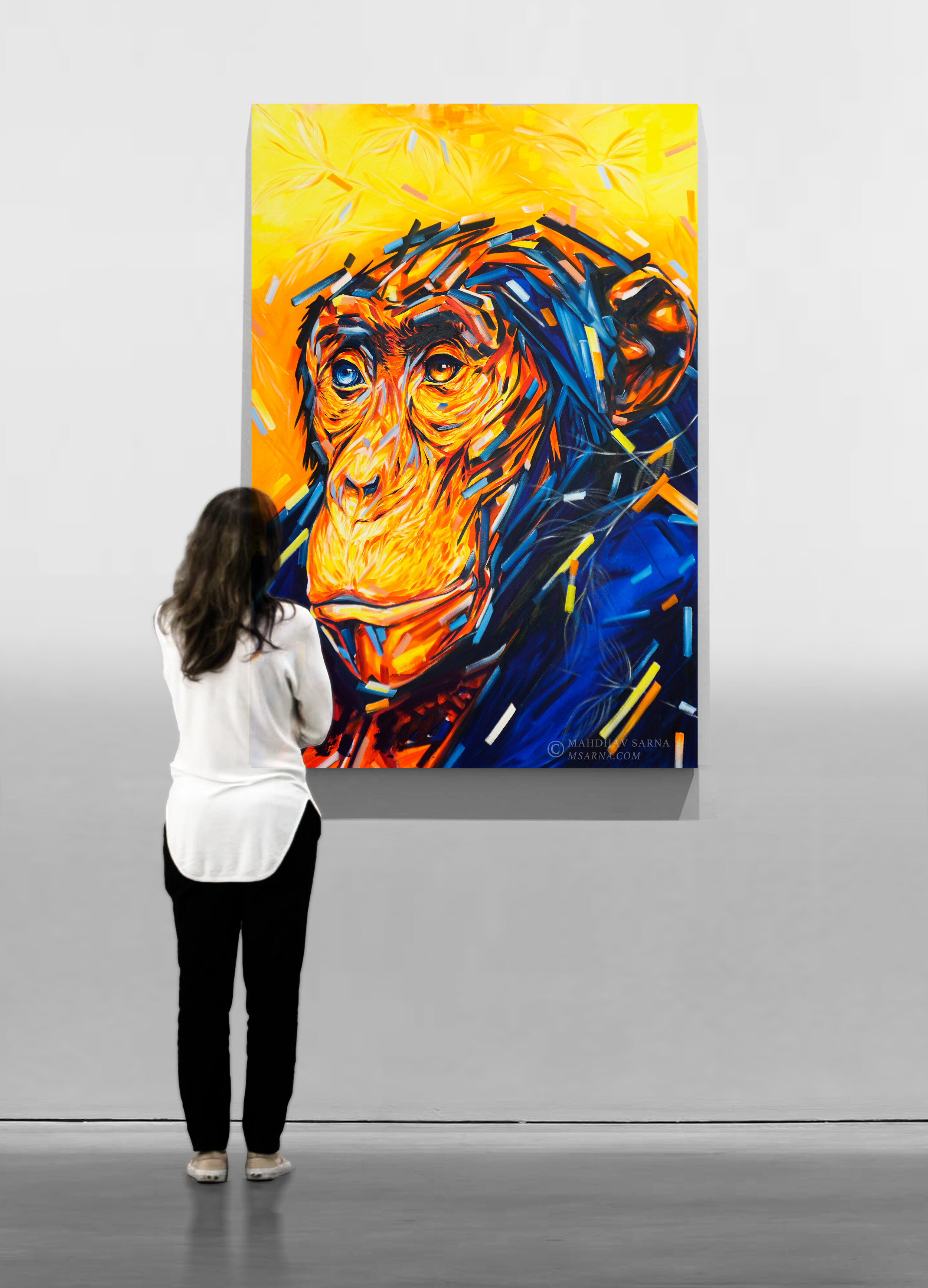 chimpanzee oil painting catf wildlife art mahdhav sarna 02.jpg