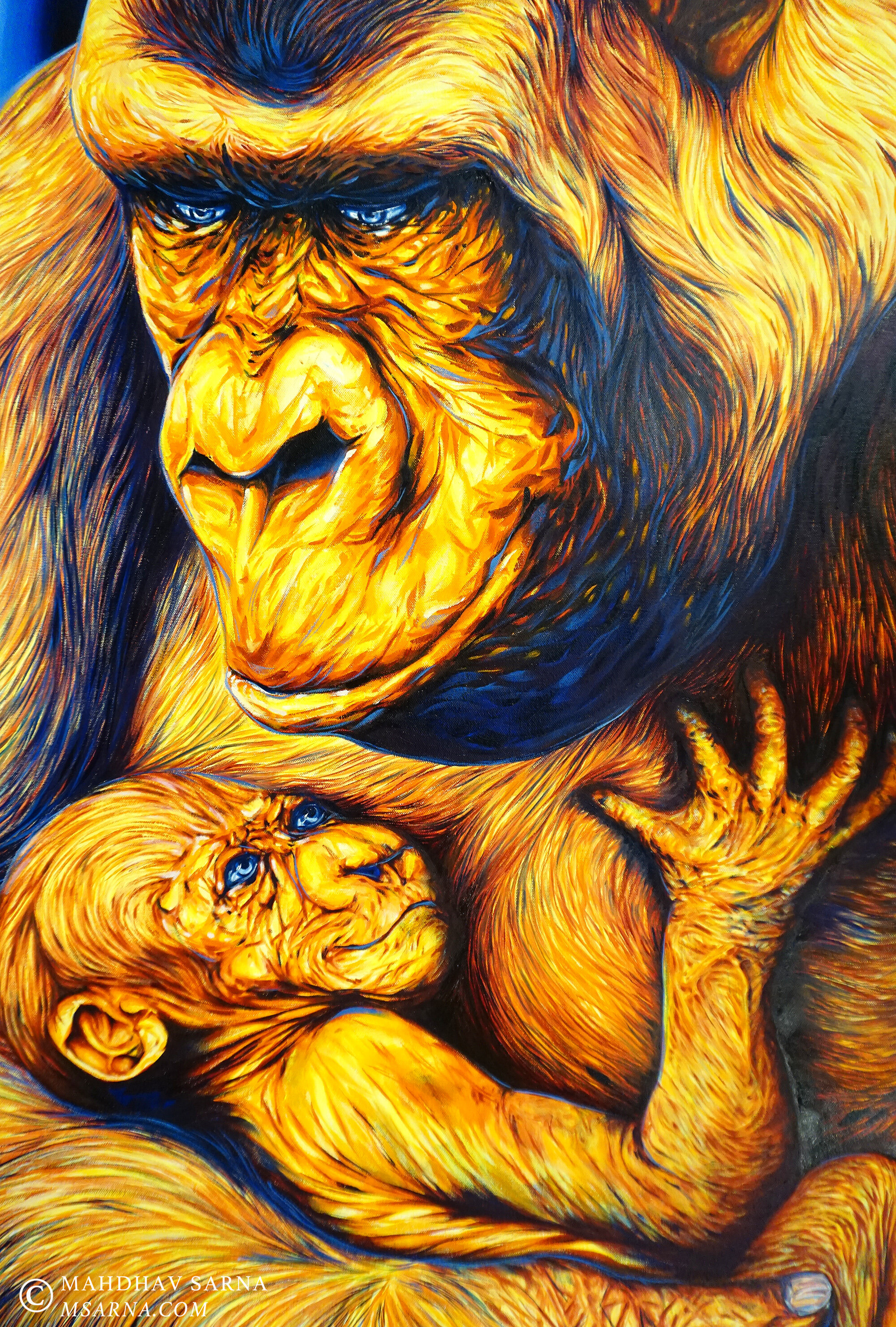 western lowland gorilla oil painting html wildlife art mahdhav sarna 02.jpg