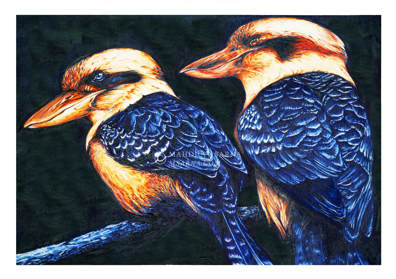 laughing kookaburra oil painting tsis wildlife art mahdhav sarna 01.jpg