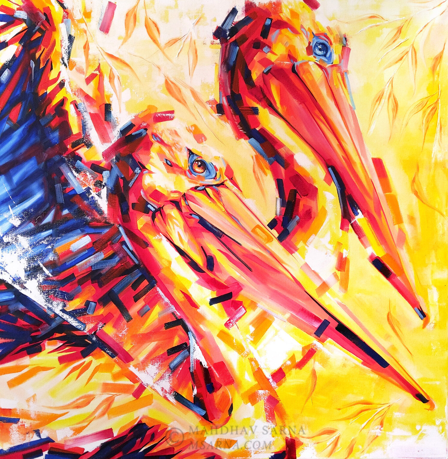 australian pelicans oil painting lsts wildlife art mahdhav sarna 01.jpg