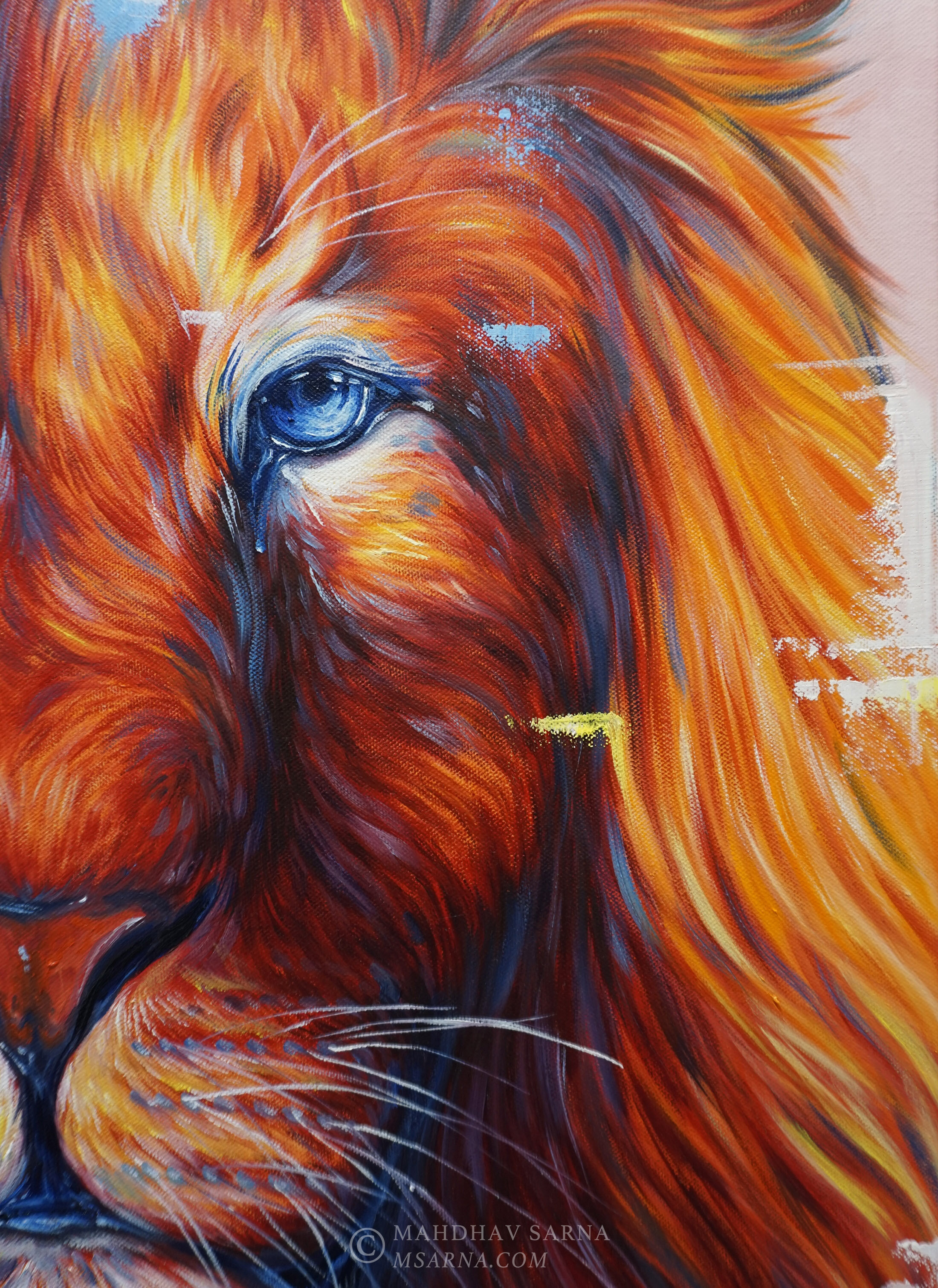 male lion oil painting mspg wildlife art mahdhav sarna 01.jpg