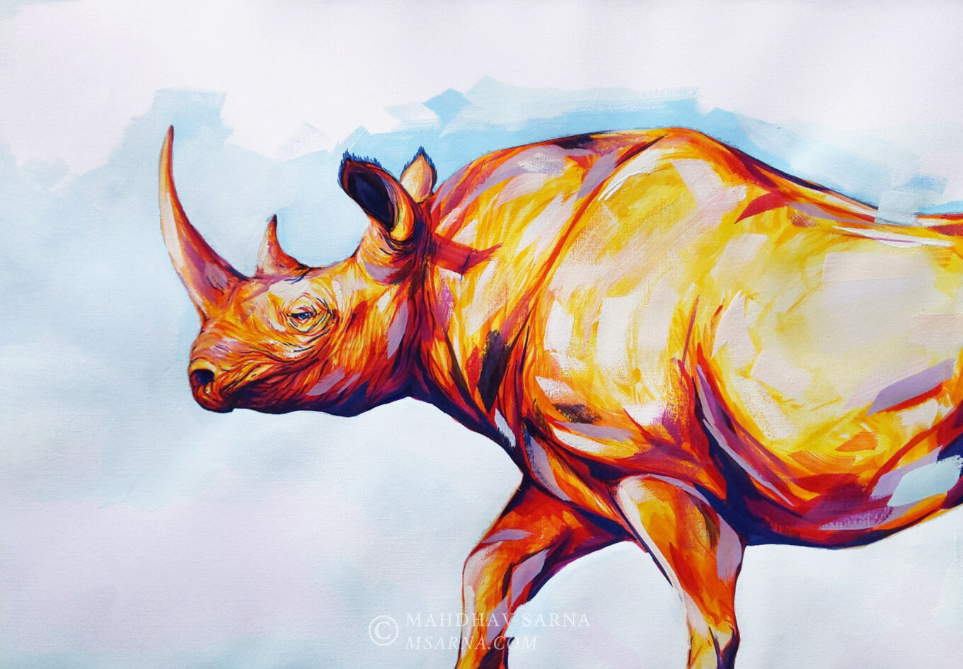 black rhino gouache painting brhs wildlife art mahdhav sarna.jpg