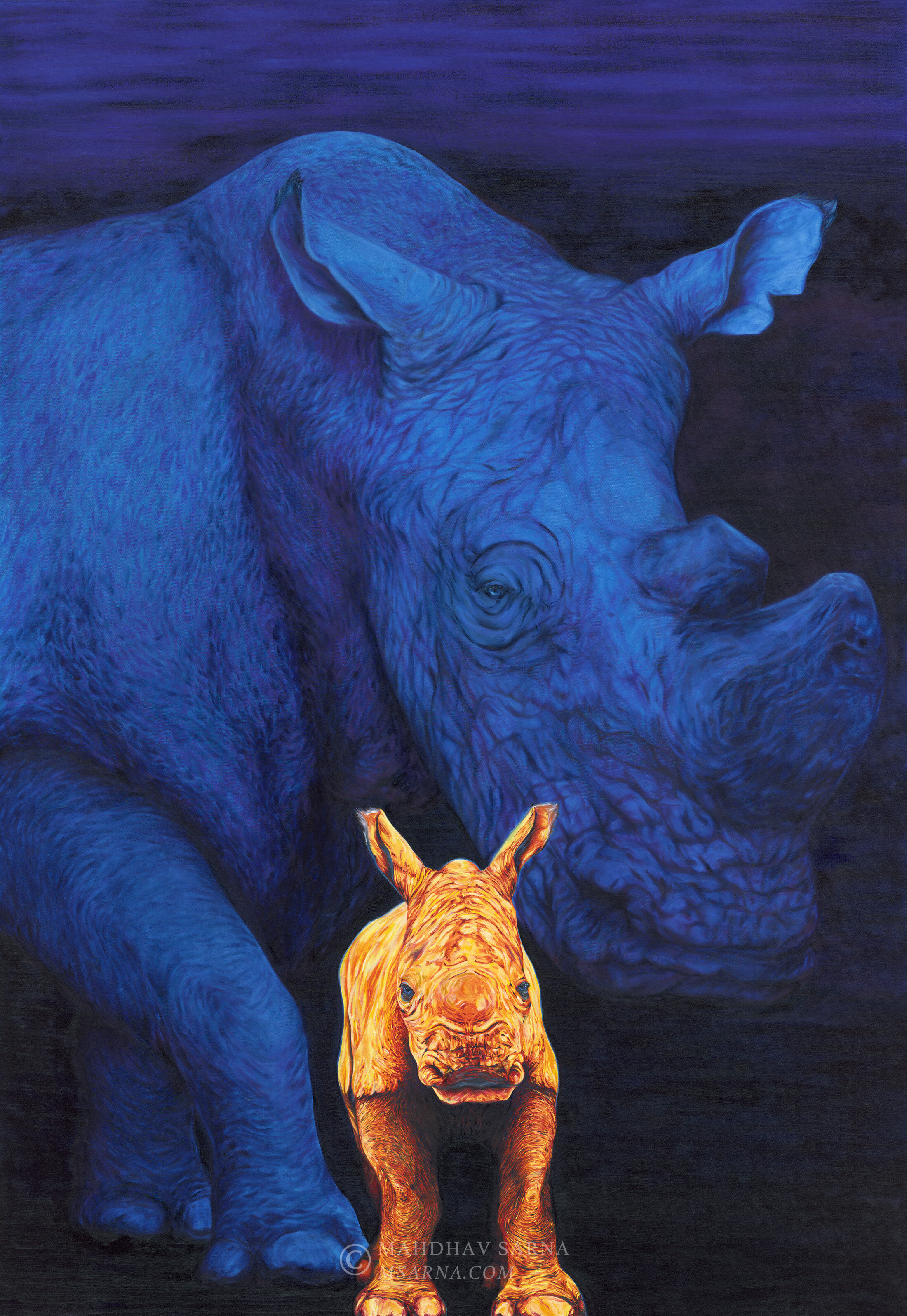white rhino oil painting gtfr wildlife art mahdhav sarna 01.jpg
