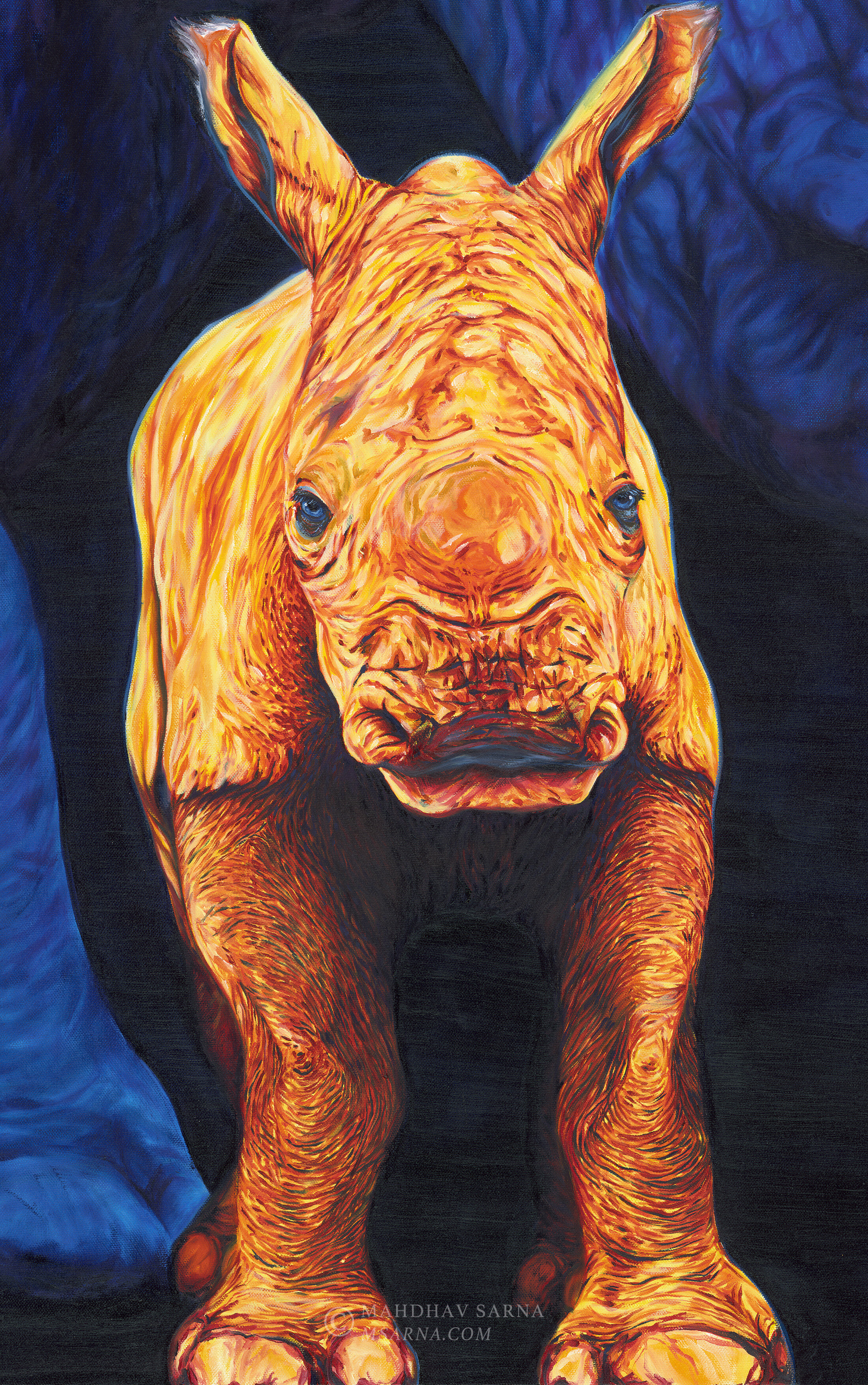 white rhino oil painting gtfr wildlife art mahdhav sarna 03.jpg