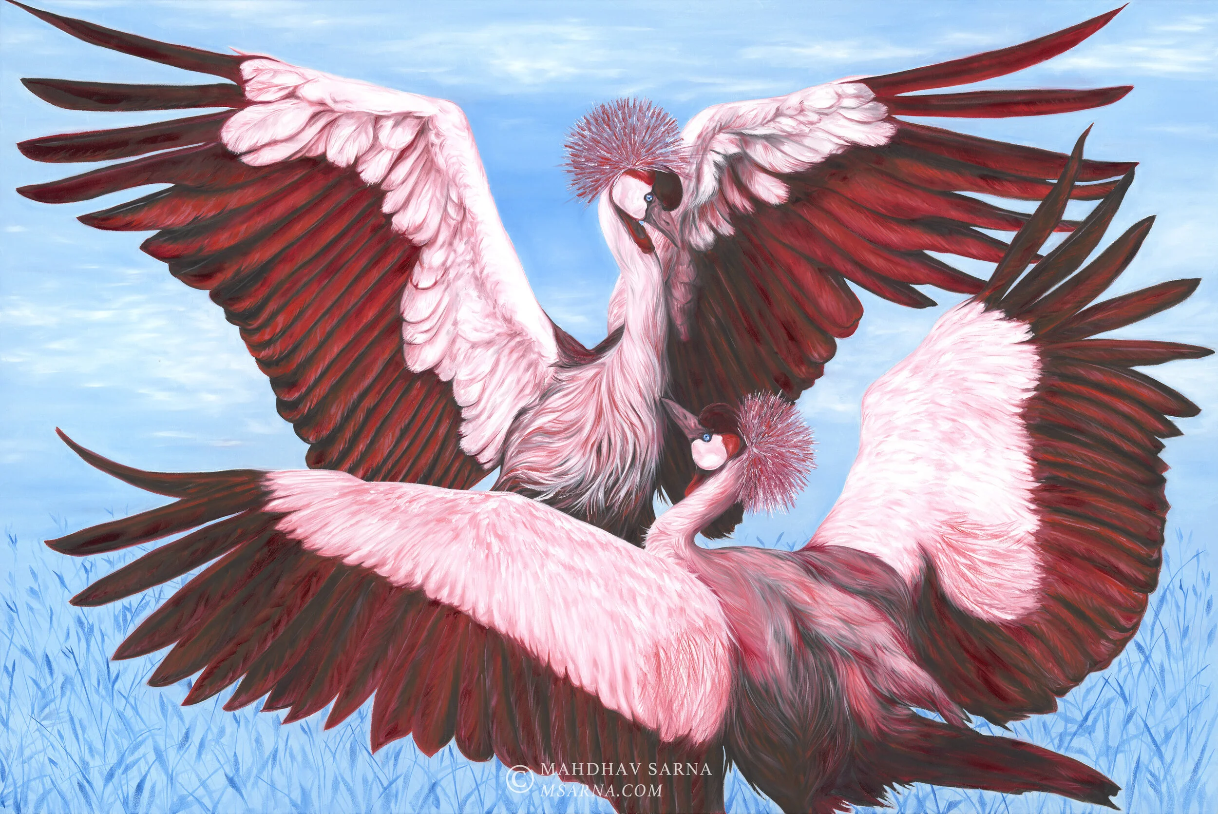 grey crowned crane oil painting llcc wildlife art mahdhav sarna 01.jpg