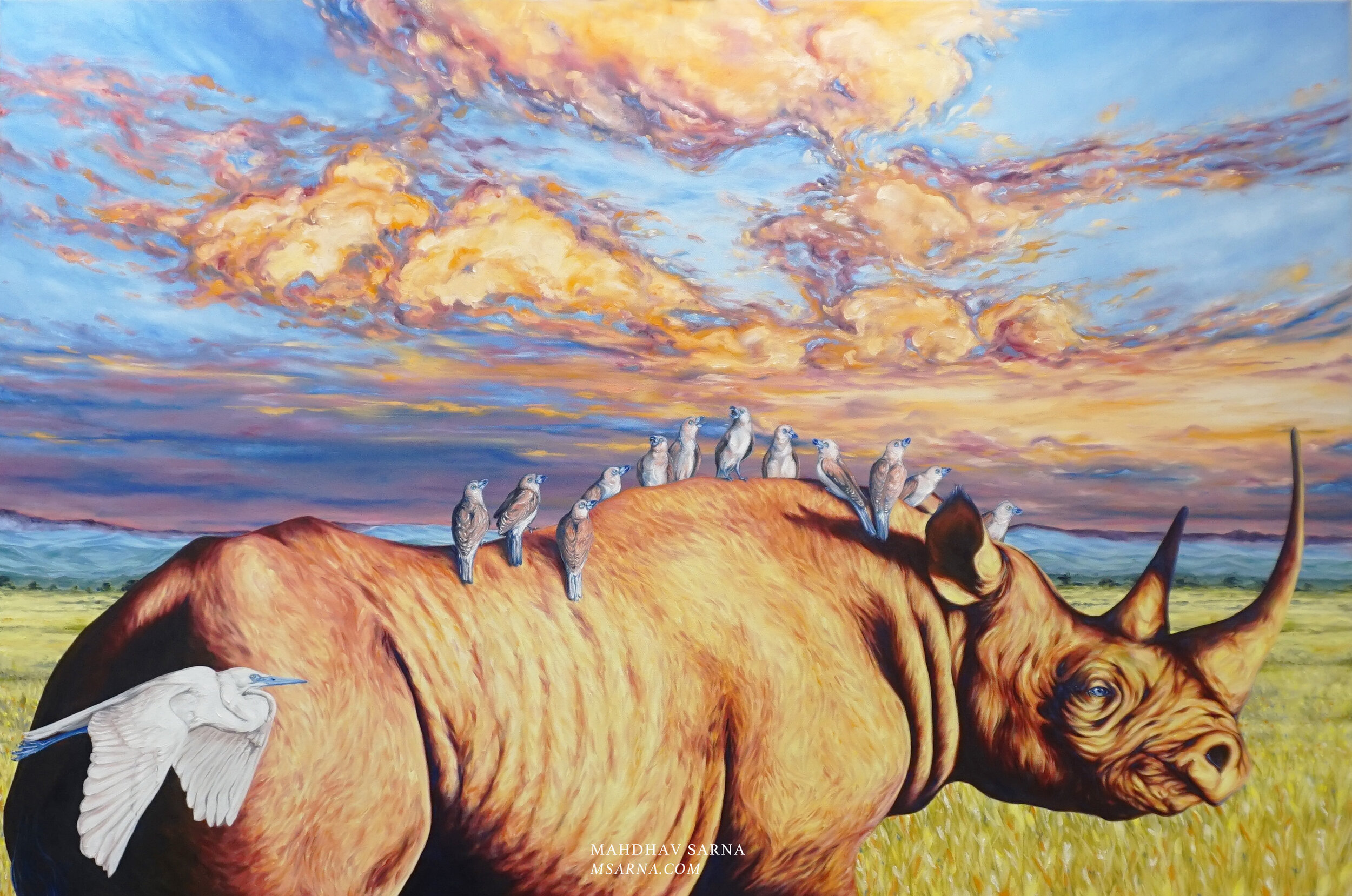 black rhino oil painting thkg wildlife art mahdhav sarna 01.jpg
