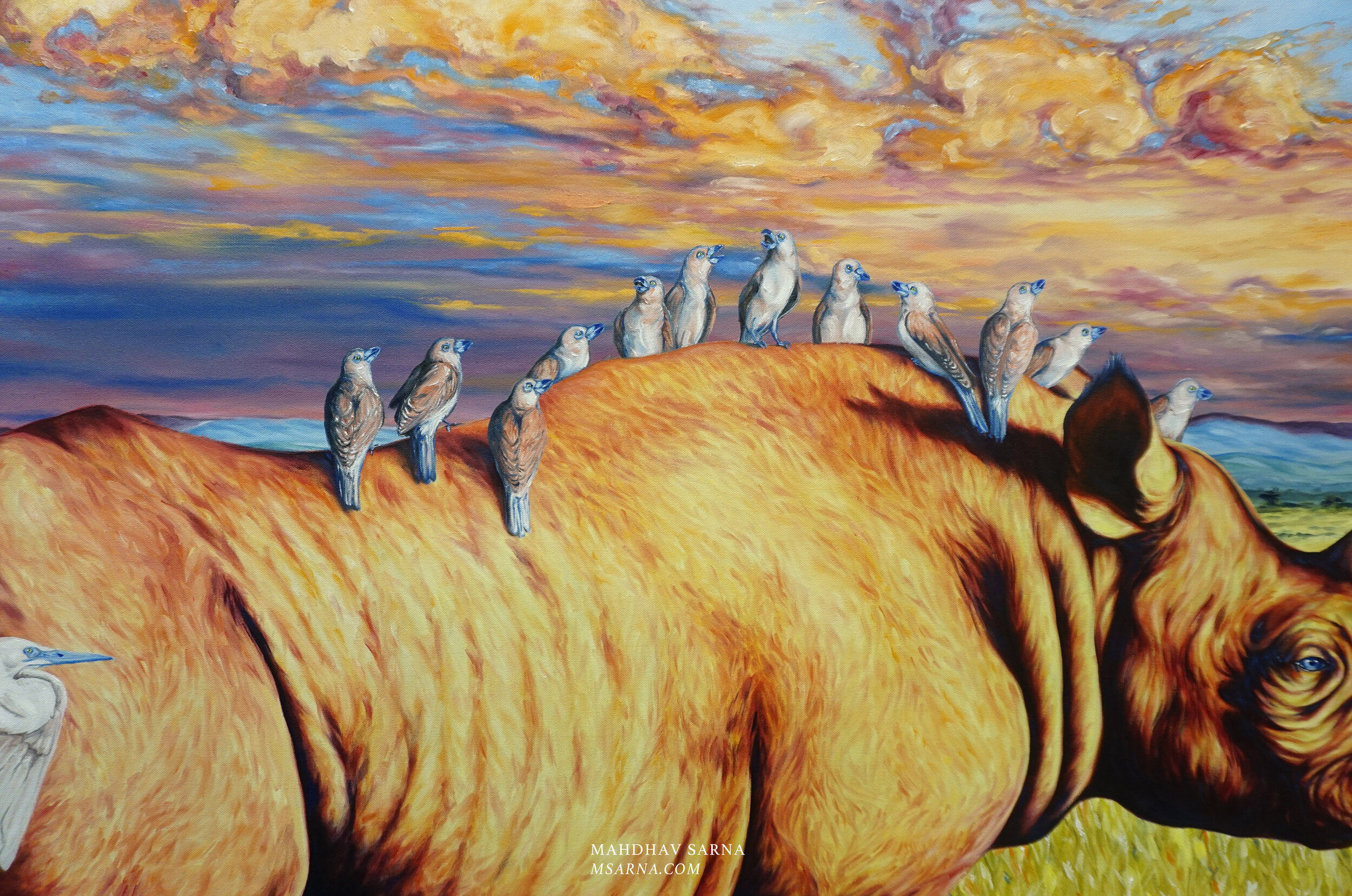 black rhino oil painting thkg wildlife art mahdhav sarna 04.jpg