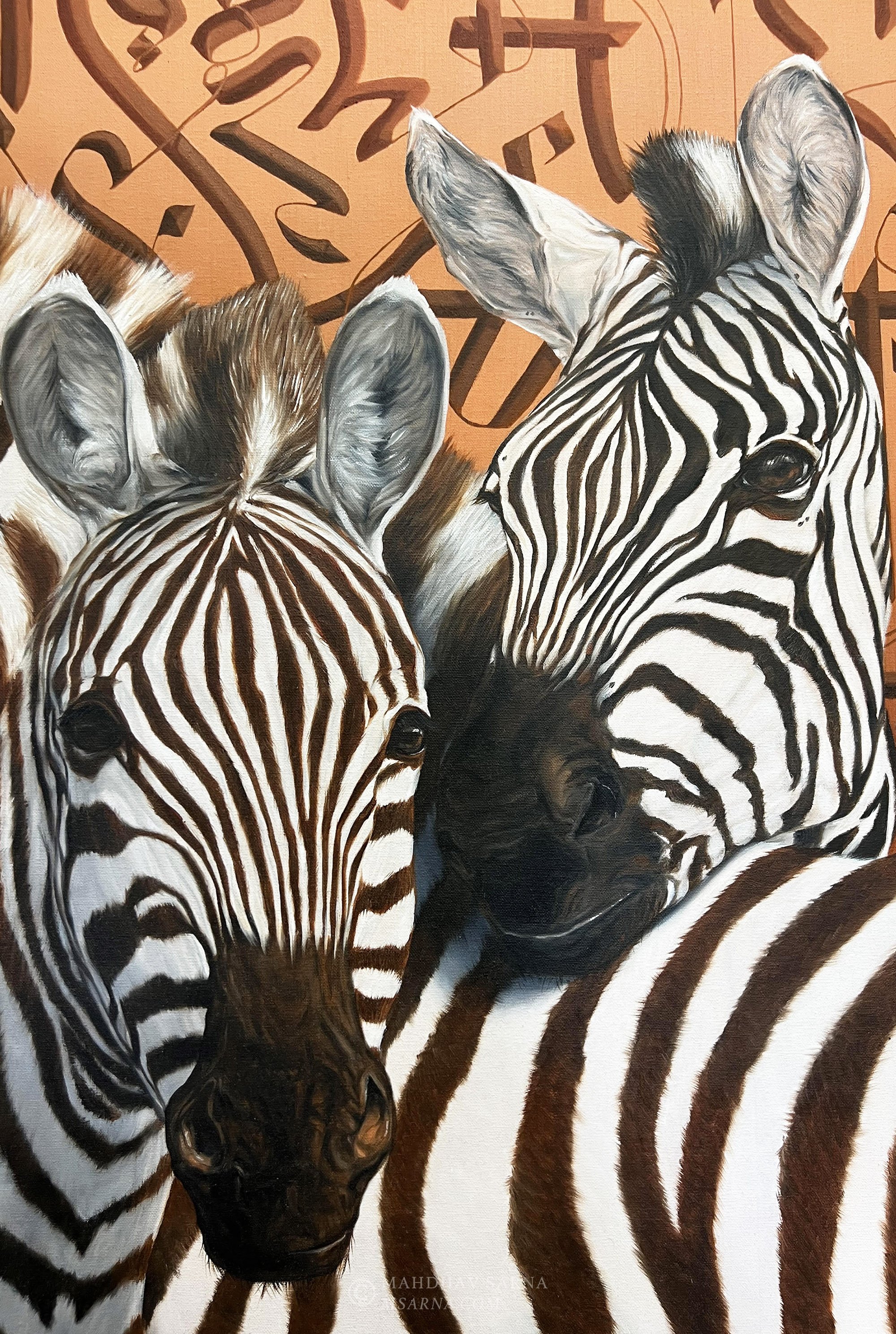 zebra calligraphy oil painting thdd wildlife art mahdhav sarna 03.jpg