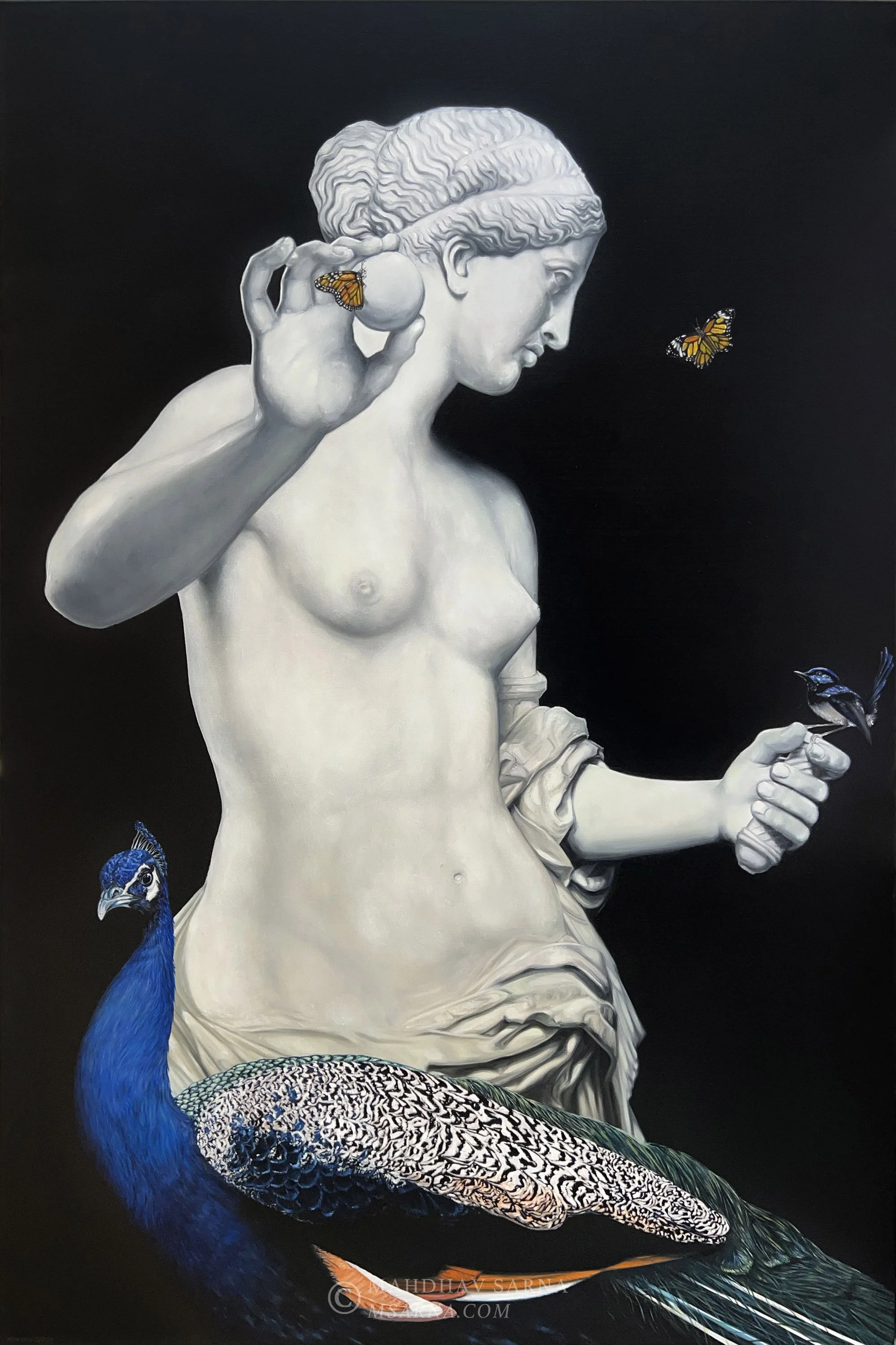 venus peacock butterfly oil painting buty wildlife art mahdhav sarna.jpg