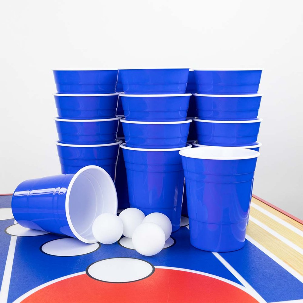 PONG CENTRAL — Reusable Beer Pong Cups With Balls - 22 Pack | Red, Green or  Blue