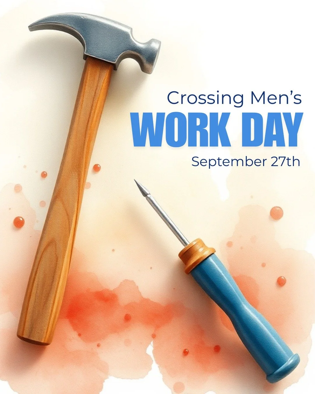 Crossing Men! Join us tomorrow as we serve God and bless the church family at our work day! We'll be sprucing up the building both inside and out. See you at 9 AM!