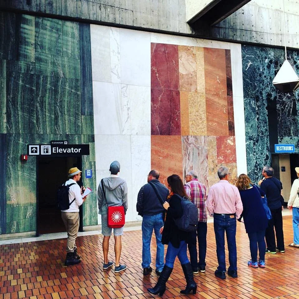 Viewing a marble mural in Glen Park