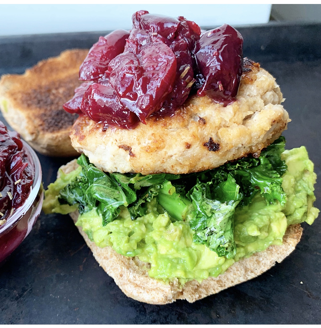 Chicken Burgers with Savory Sweet Cherry Sauce