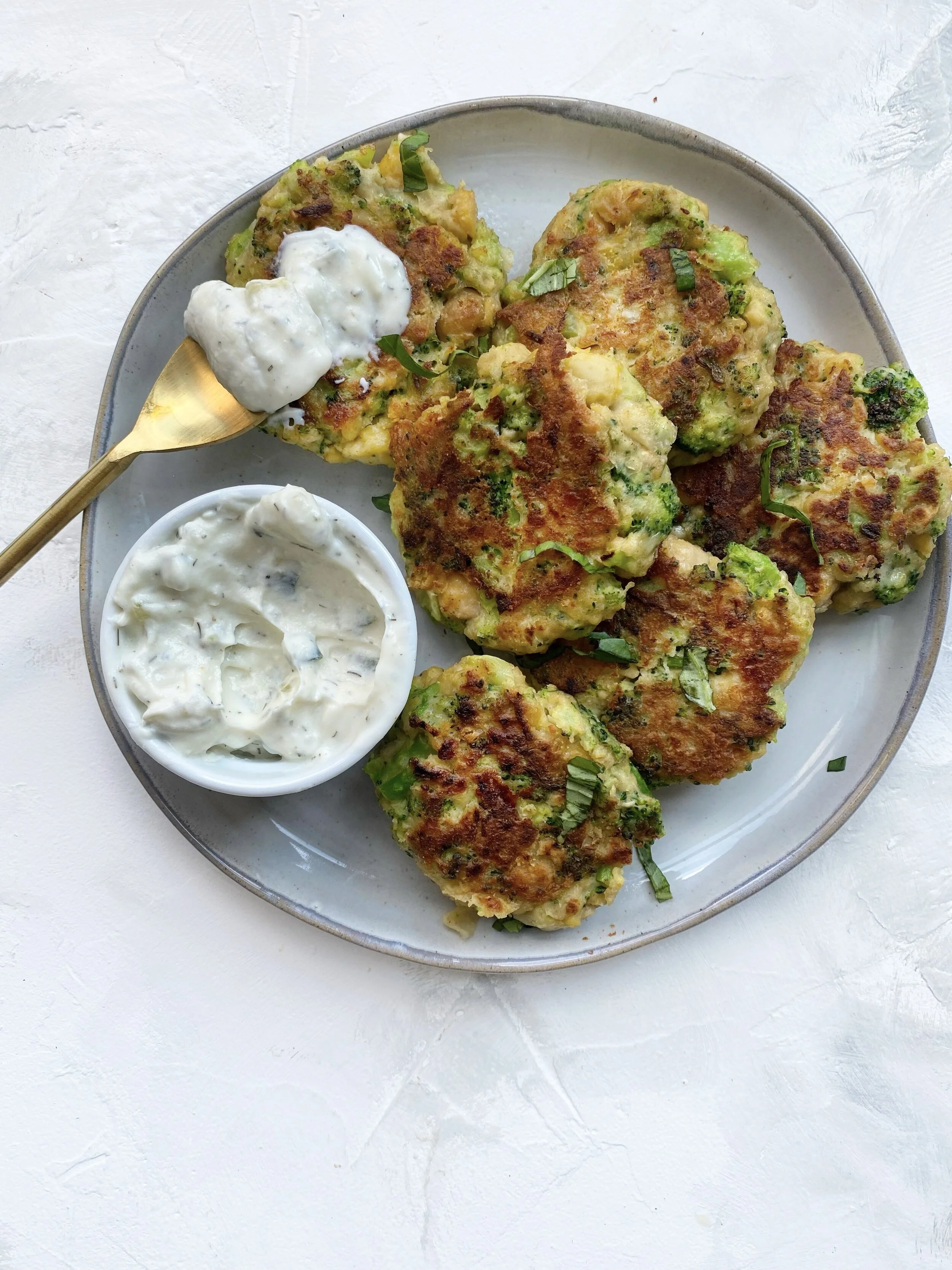 Cheesy Broccoli & Chickpea Fritters — Sammi Brondo NYC based