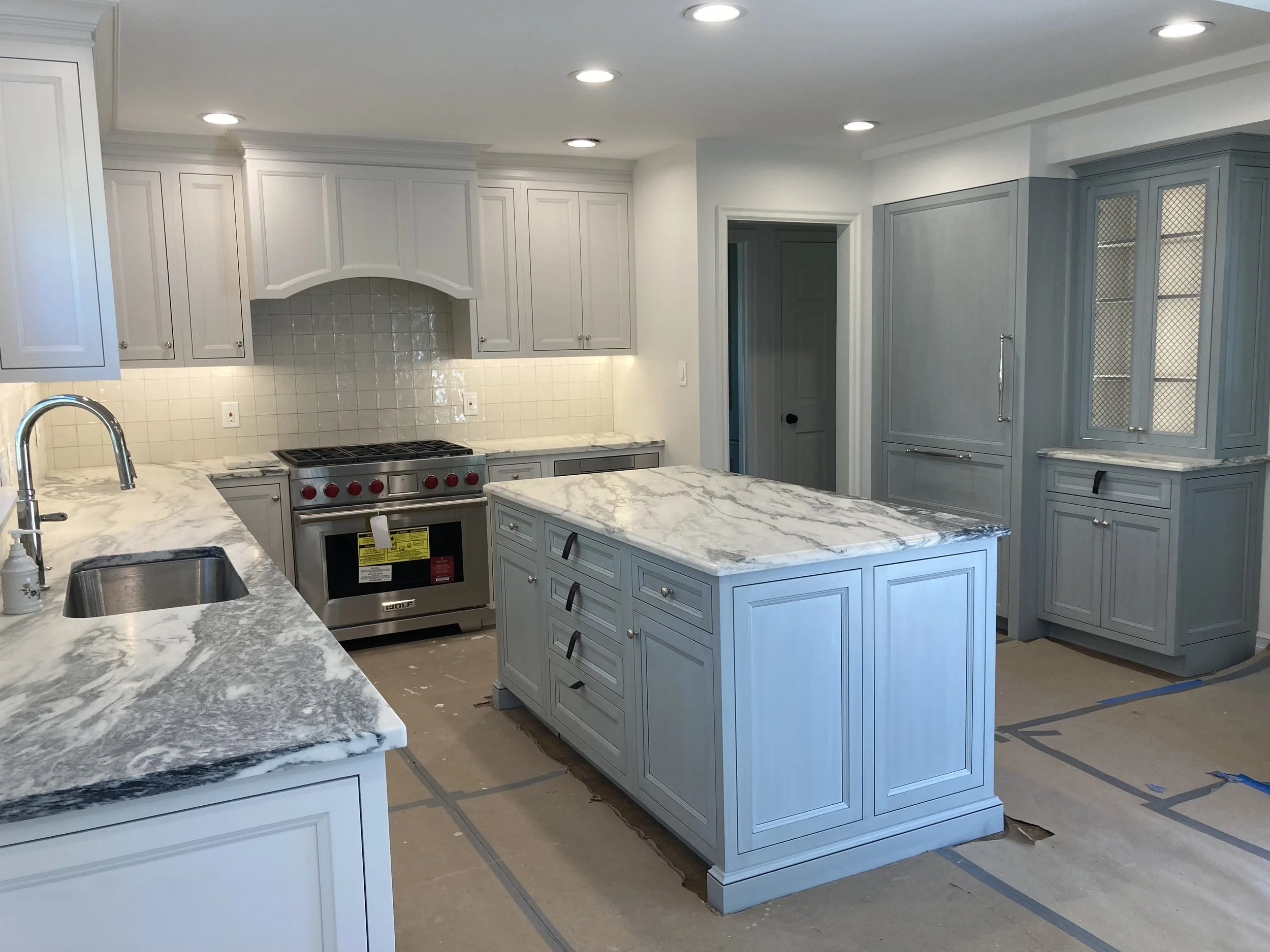 Large kitchen remodel - fixing wall and ceiling, electric, plumbing, installing cabinets and appliances