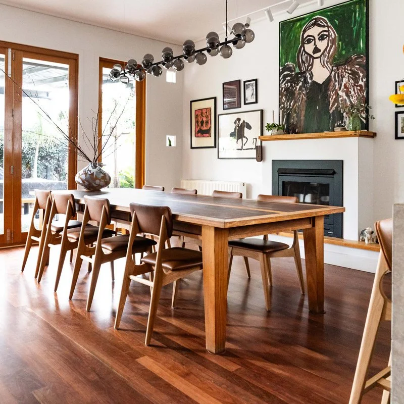 Dining Room with large table and leather chairs