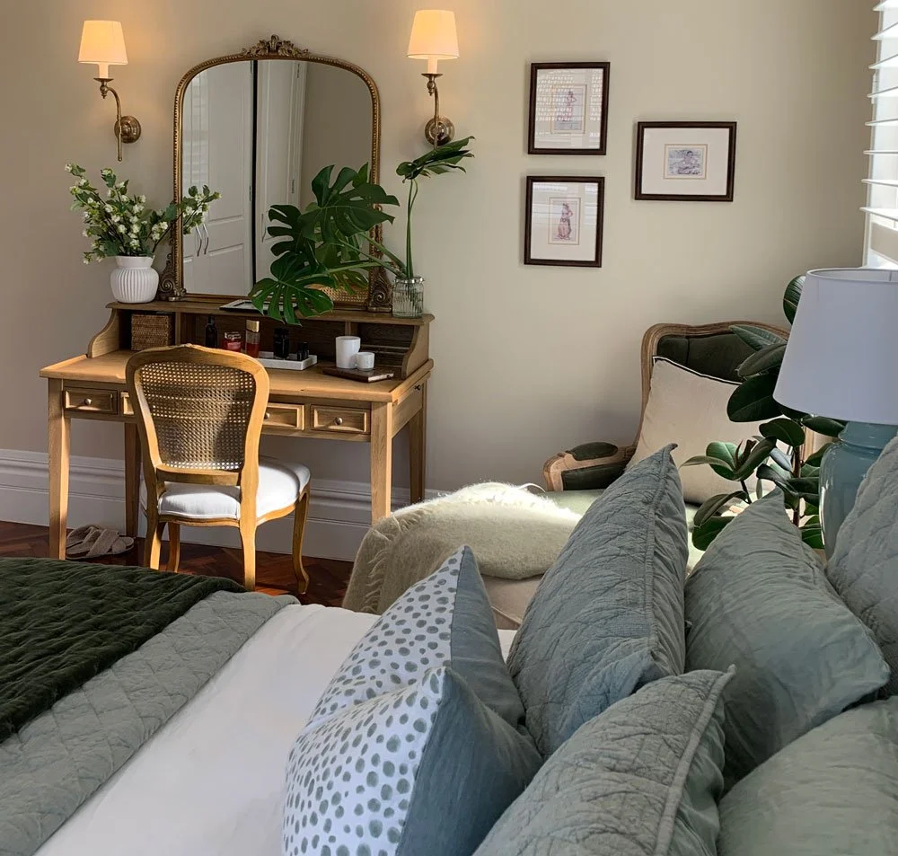 This is your sign to upgrade your bedroom. 💫

Soft sage layers, warm timber and a perfectly styled vanity with a touch of nature.  Proof that the smallest details create the most significant shift in how a room feels.

Ready to transform your sanctu