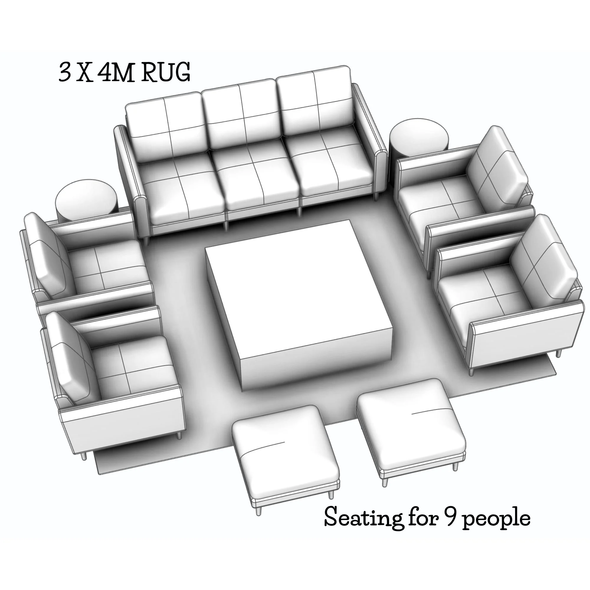 Seating layout for 9 people