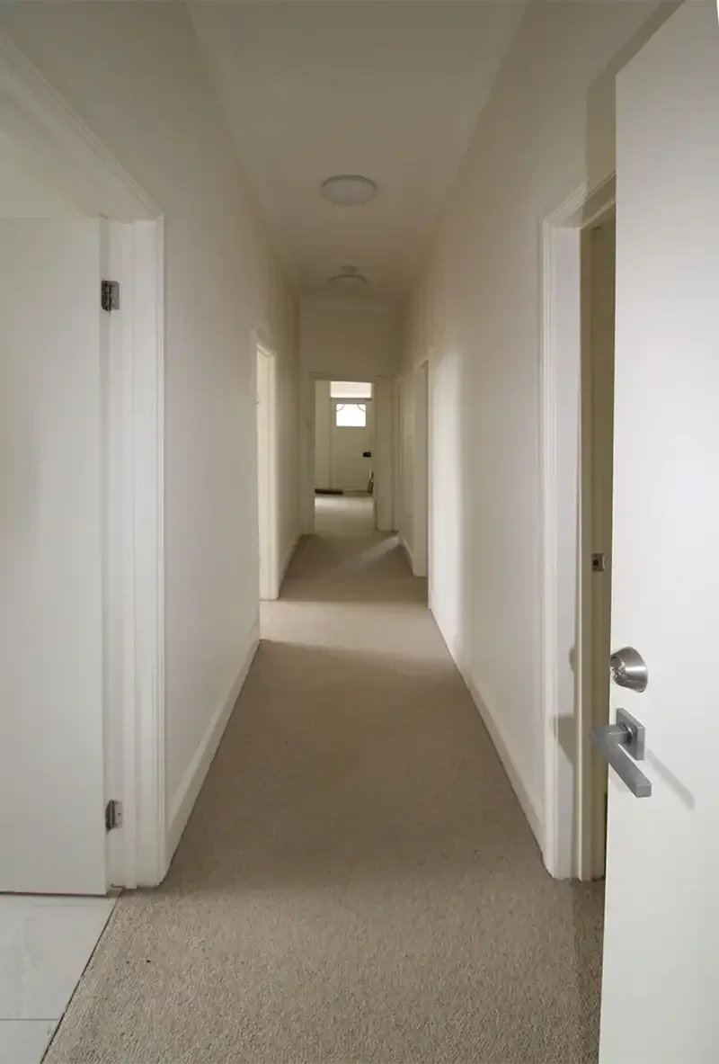 Long empty, undecorated hallway