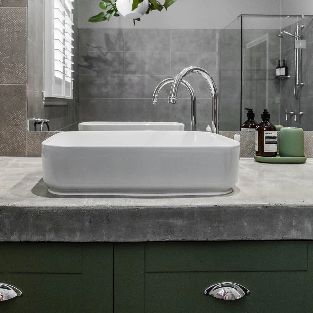 Bathroom vanity with concrete top