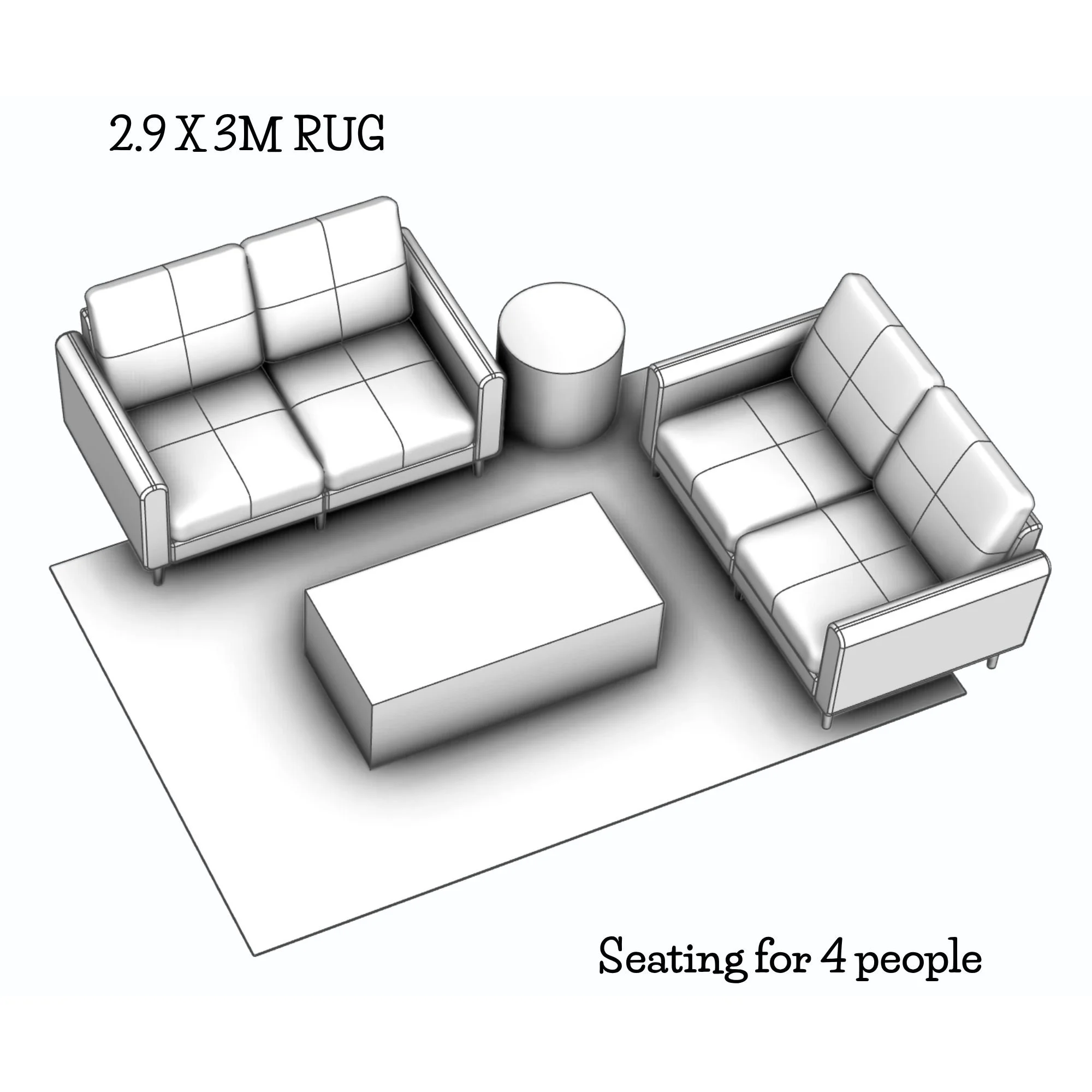 Seating layout for 4 people