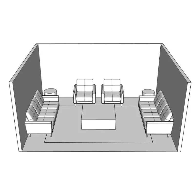 Furniture pushed against the wall feels like a waiting room, so uninviting!