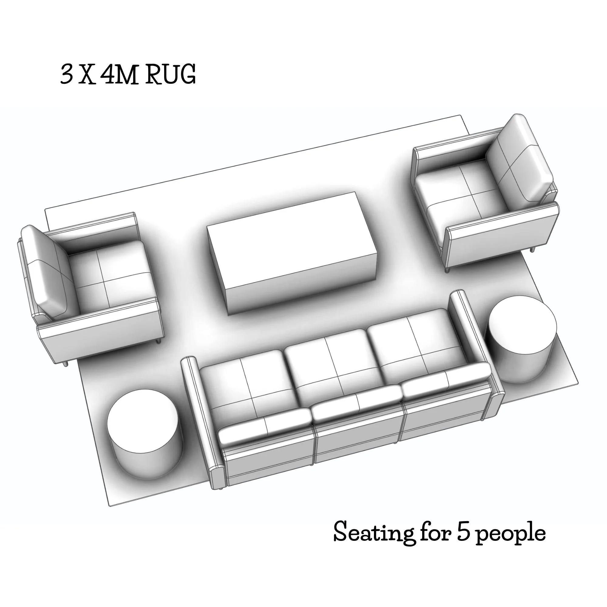 Seating layout for 5 people