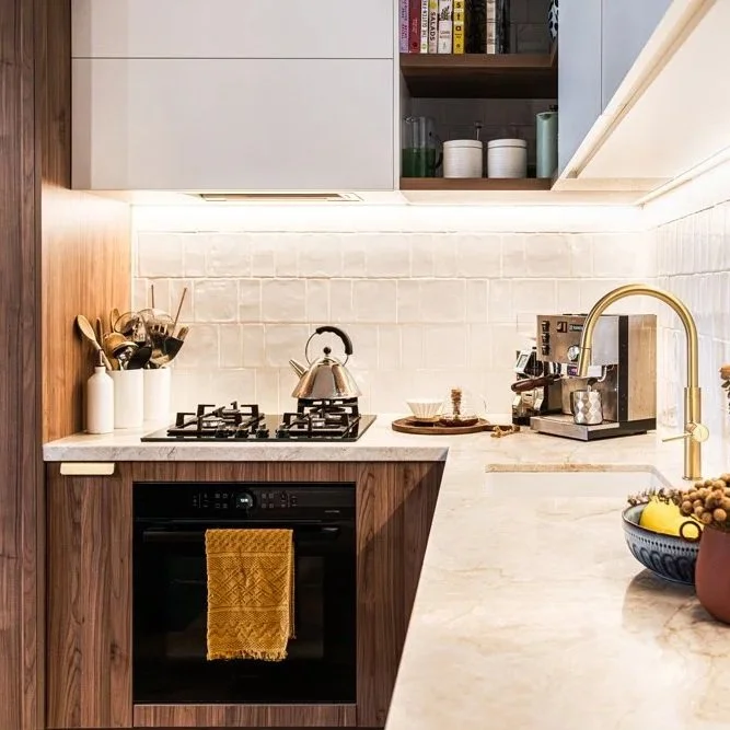 A kitchen designed by Hue and Space that sets out zones for easy usability