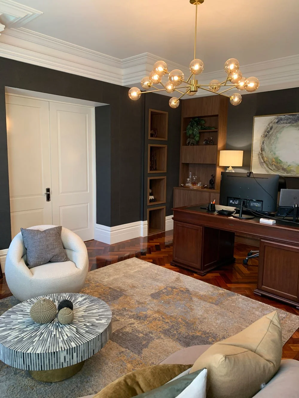 Room with new doors added to create a private space