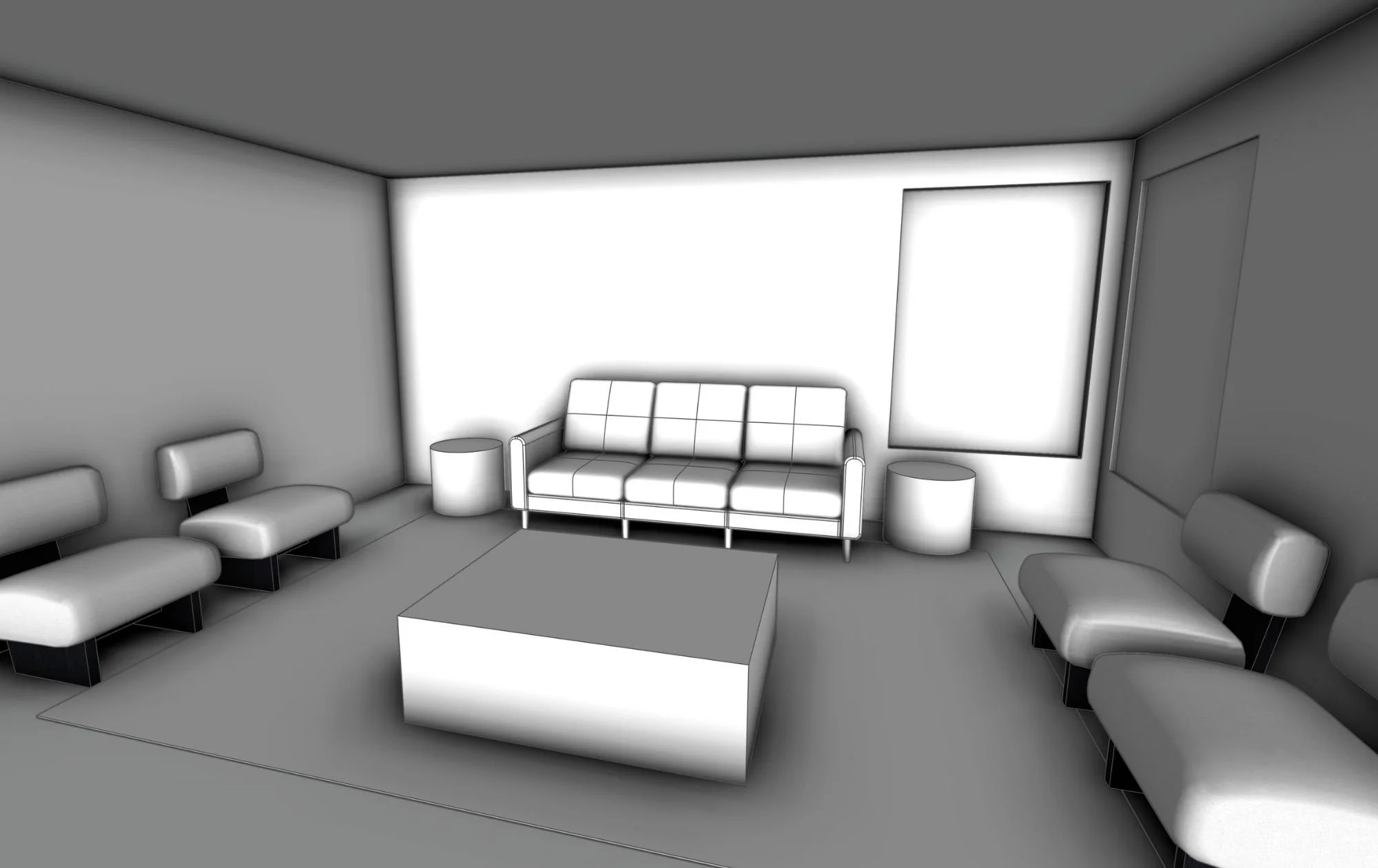 Black and white room.