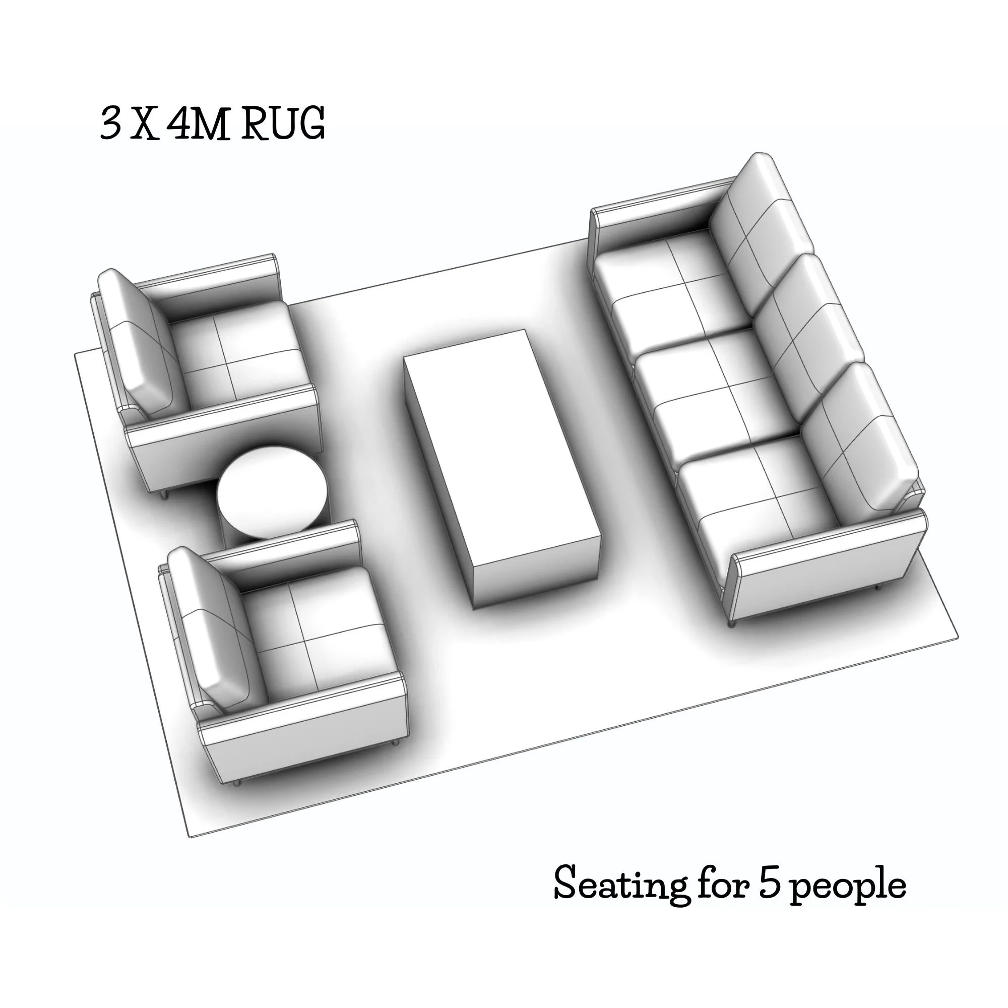 Second seating layout for 5 people