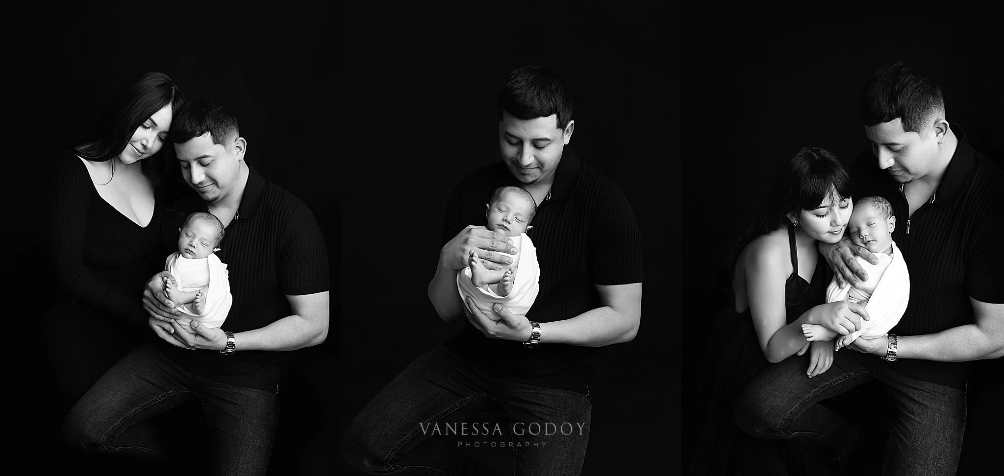 New parents holding their newborn baby