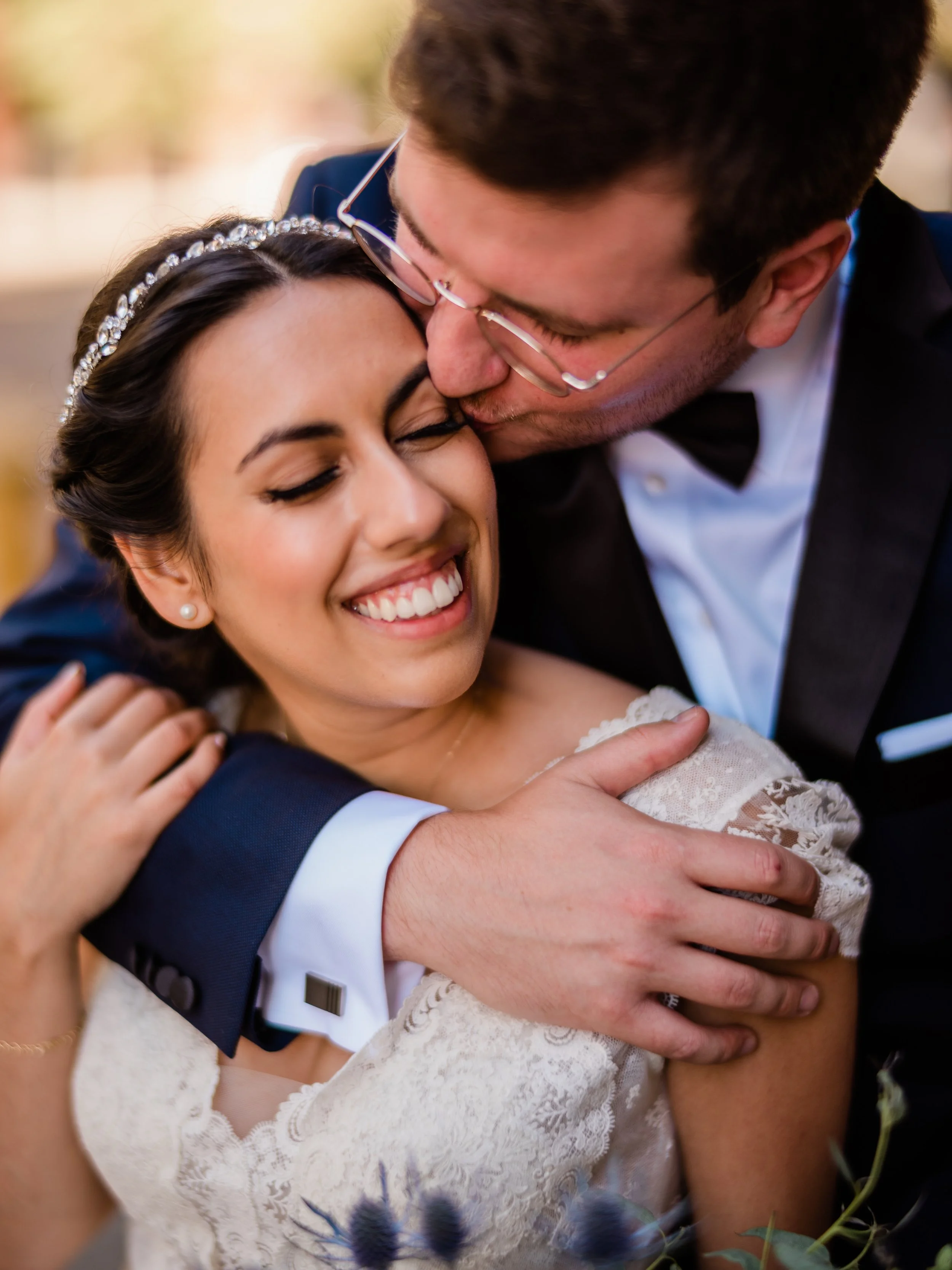  Photographer: Into Dust Photography  Real Wedding Couple Kissing Seattle WA City Wedding 