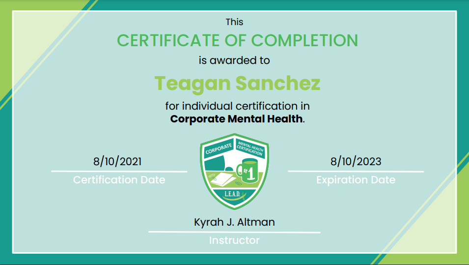 Corporate Mental Health Certification