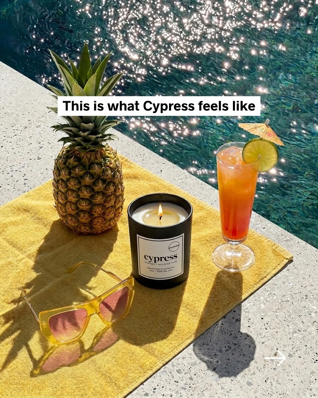 Welcome to a tropical state of mind.🥥🥭 Cypress smells like juicy mango + golden pineapple blended with sweet coconut milk and a kiss of peach for a smooth, tropical escape to exactly where you&rsquo;d rather be.💛

#candlesofinstagram
