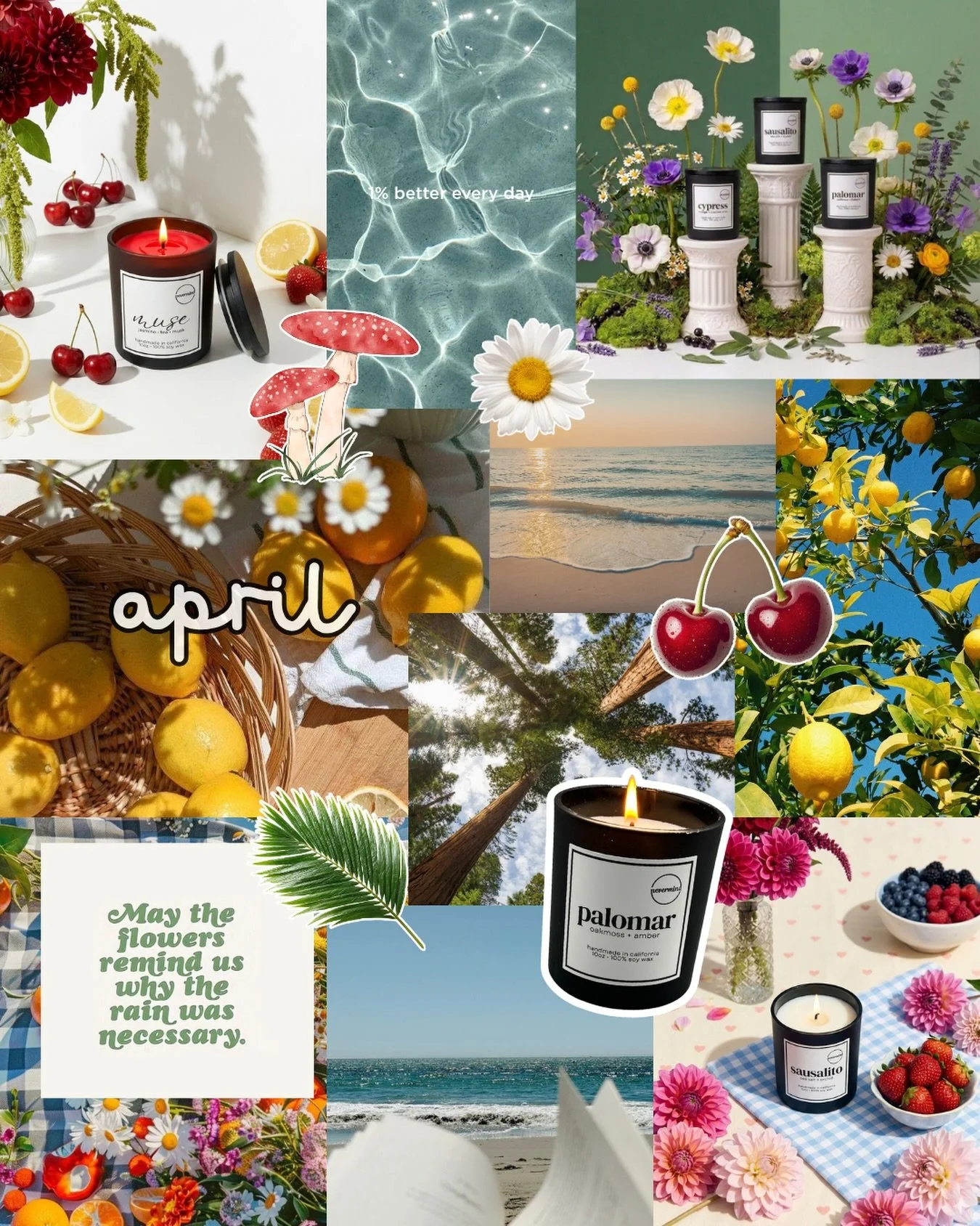 April has entered the chat&hellip; and she smells really good.⁠🌿💕🍄
⁠
#spring #candlesofinstagram #collage