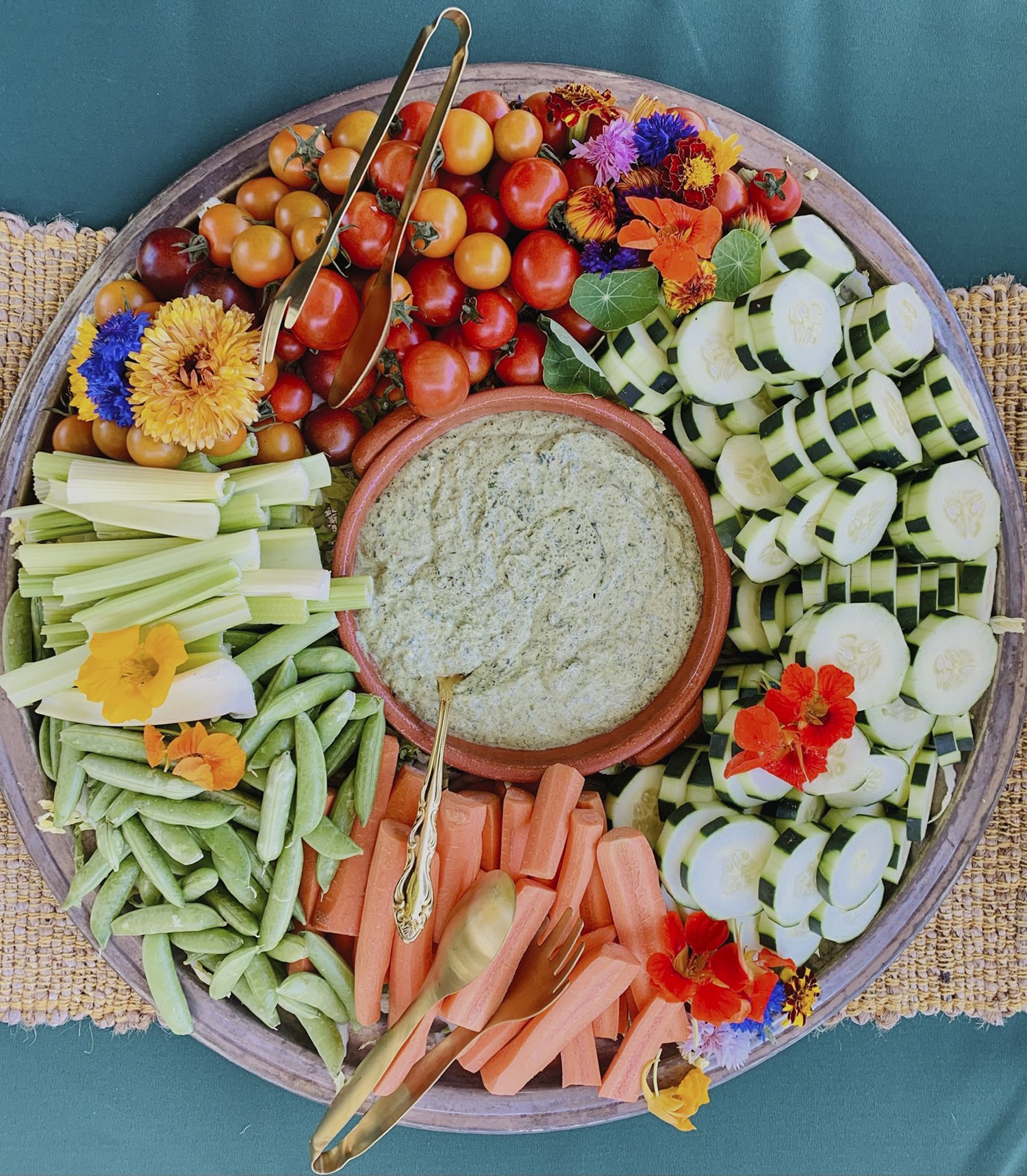 colorful vegetable tray with dipping sauce for catering events in portland oregon