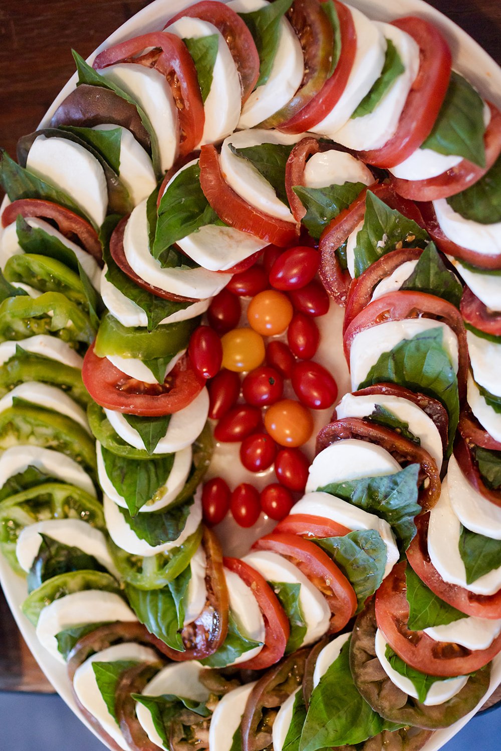gorgeous caprese salad made from fresh garden vegetables