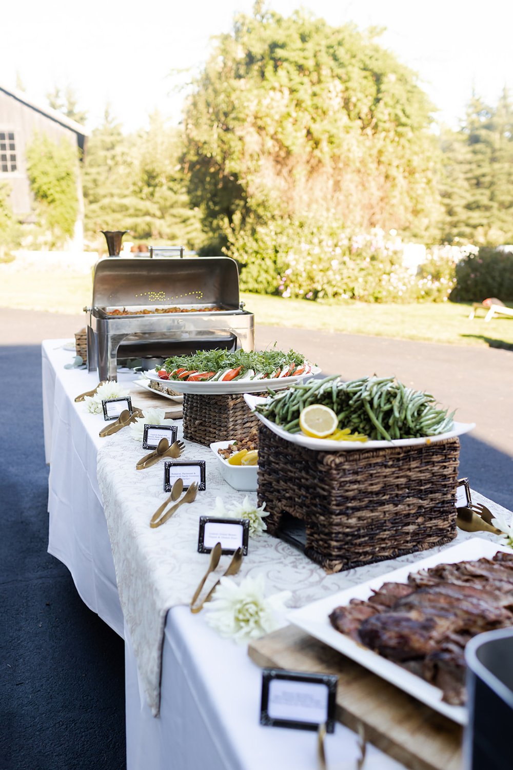 buffet style wedding catering at outdoor venue in portland oregon