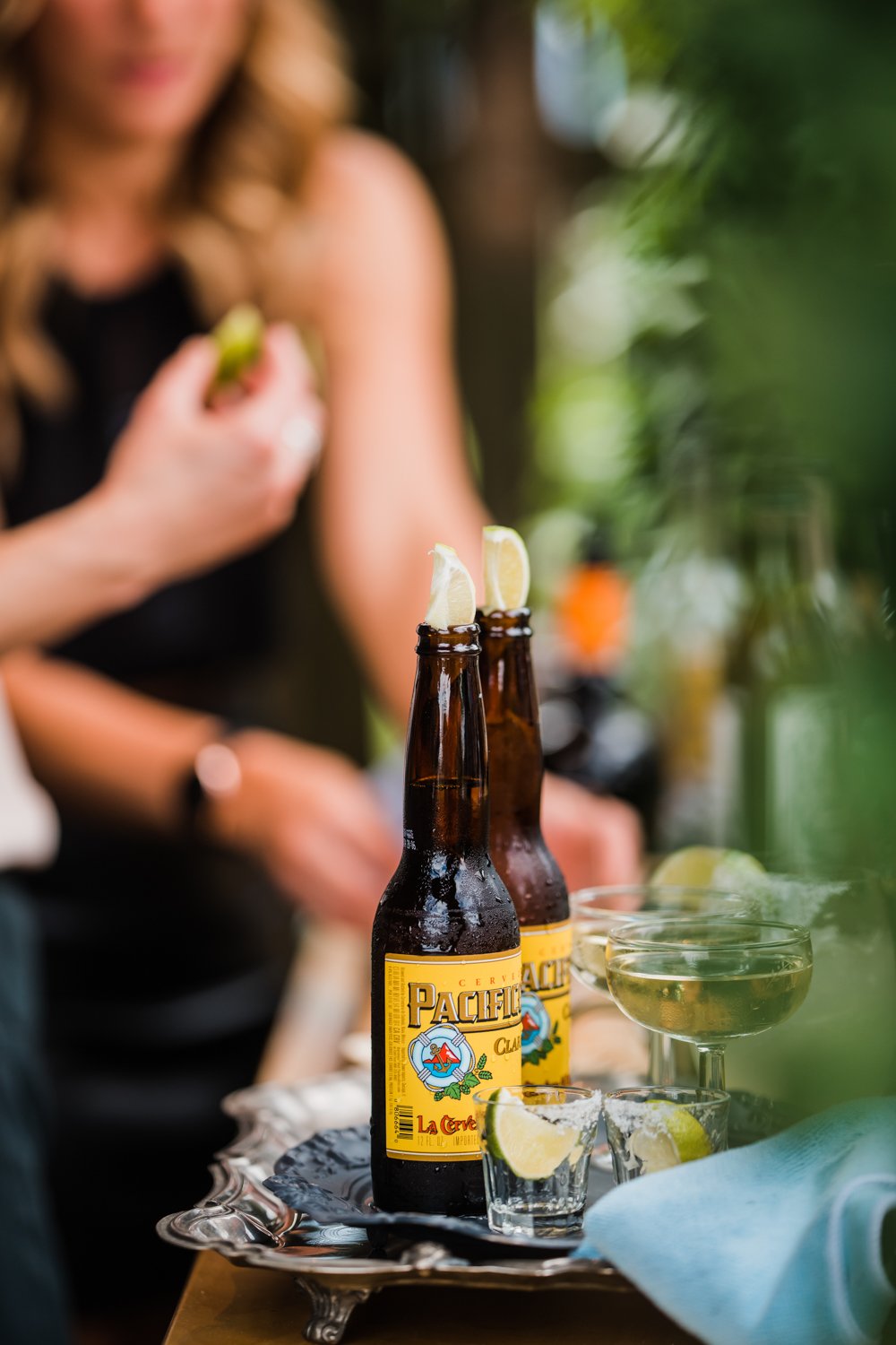 pacifico beer with lime at wedding bar 