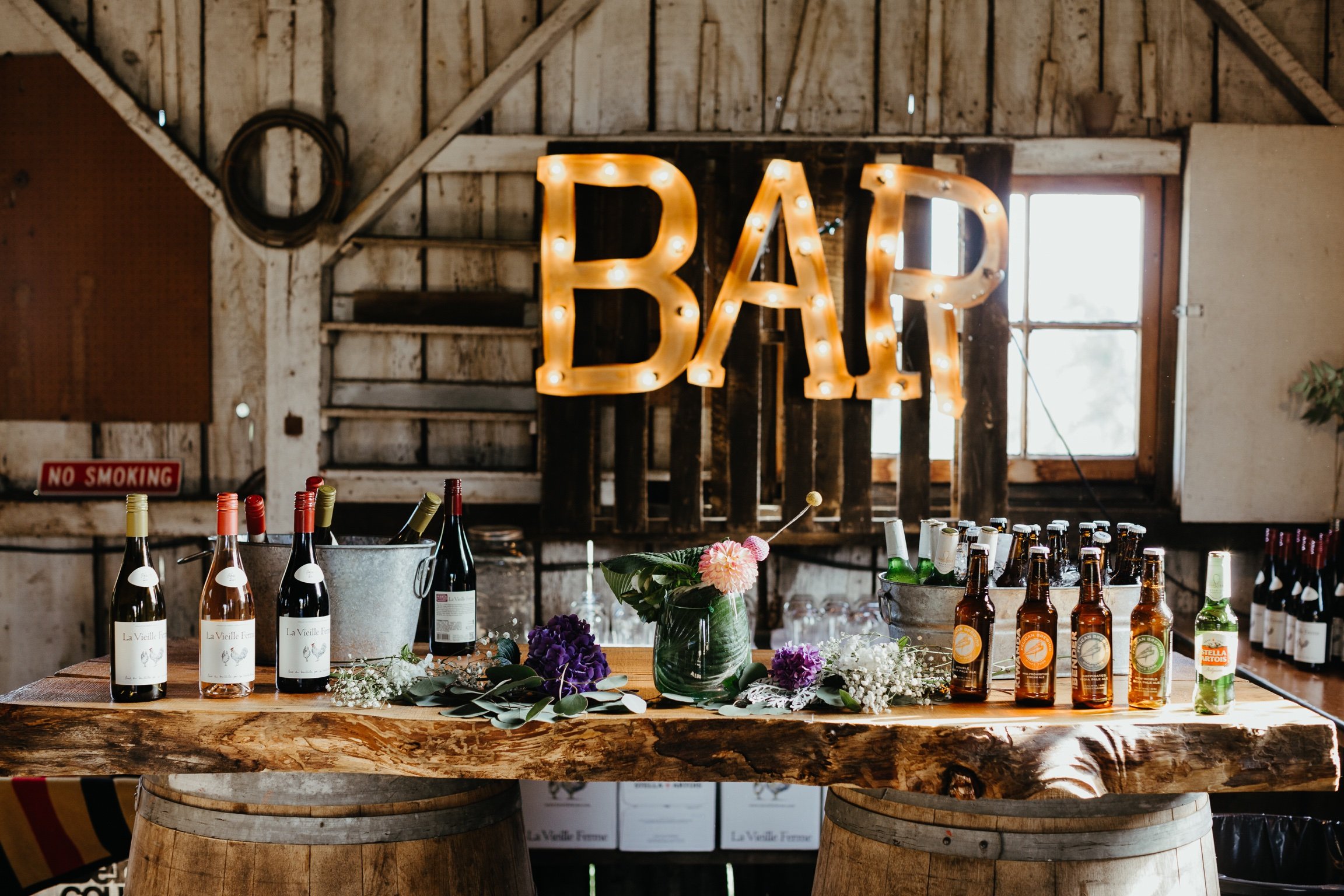 farm wedding wine bar with la vielle ferme 