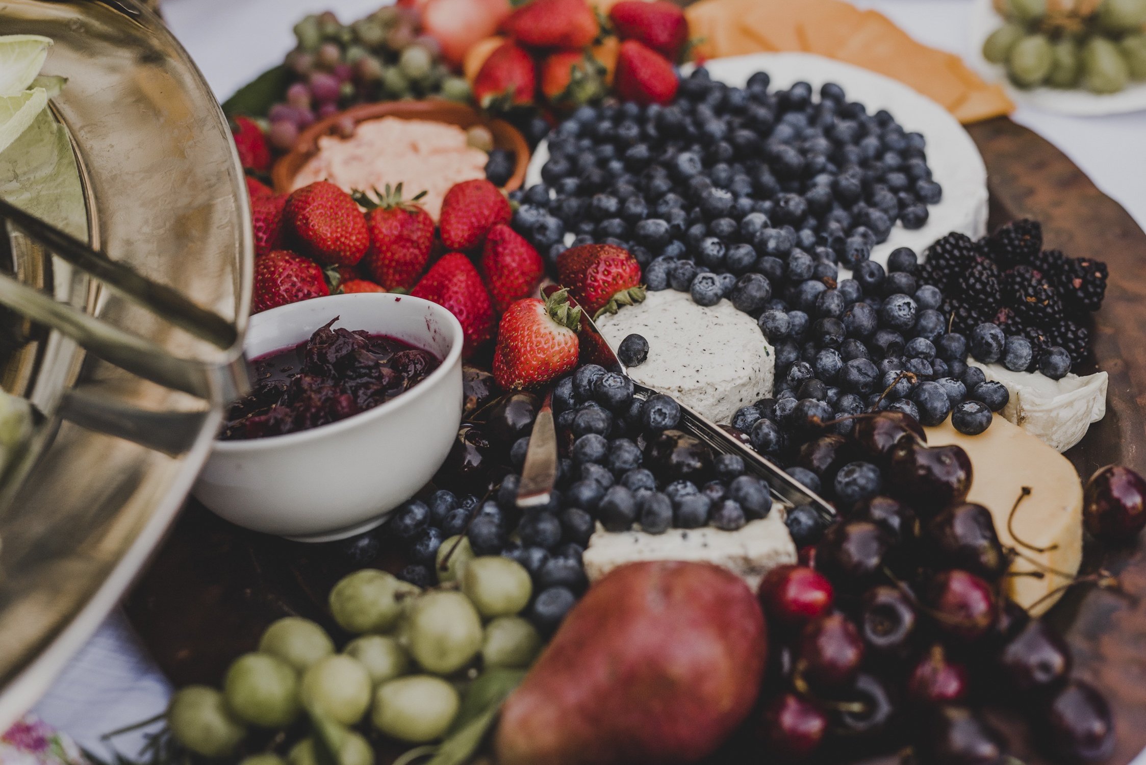 cheese and fruits board with Oregon grown berries