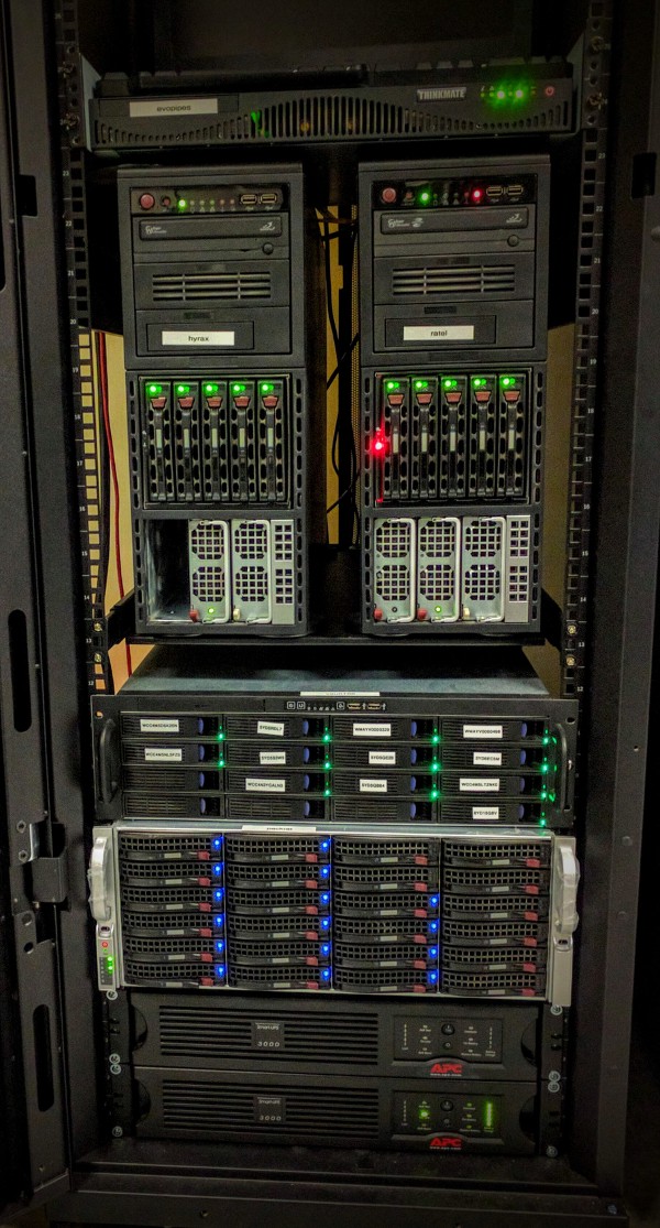 Some of the servers that power the Barker Lab: Ratel, hyrax, and packrat.