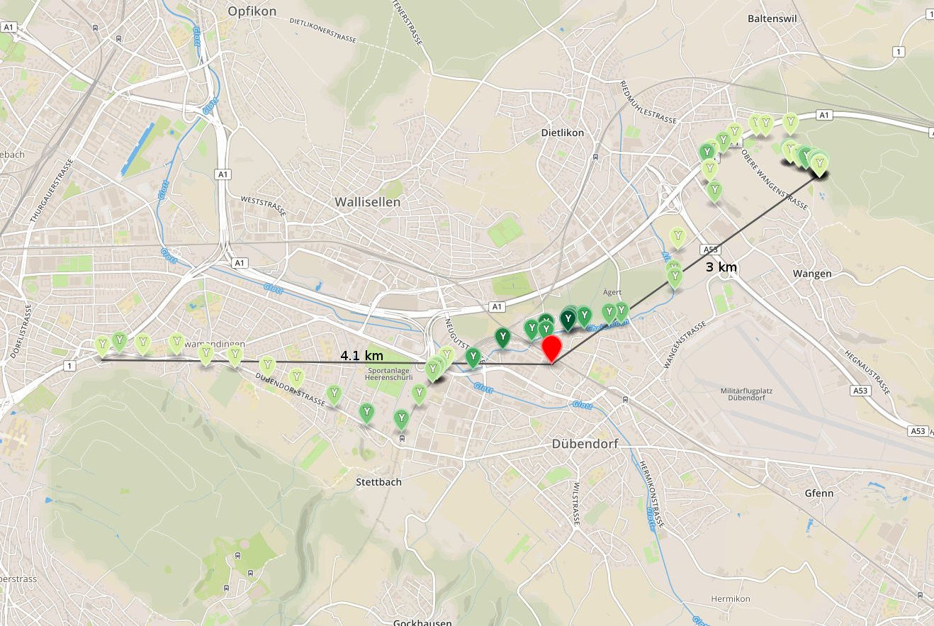 Coverage map created with coverage-mapper and LoRaWAN Demonstrator