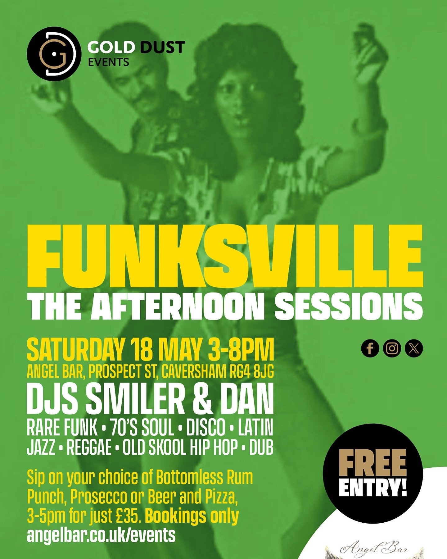 Coming soon!

Gold Dust events presents &ldquo;Funksville&rdquo; the afternoon sessions, Saturday 18 May 2024 at Angel Bar, 18 Prospect Street, Caversham, Reading, RG4 8JG.

Join us for our first Bottomless Brunch session with @modsmiler2022 DJs Paul