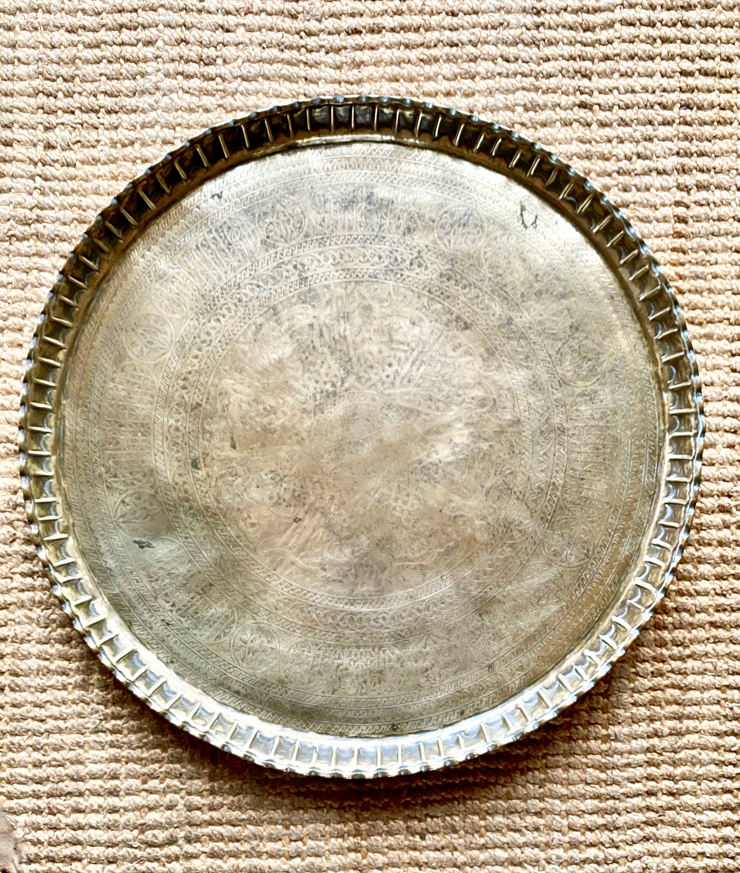 Large Persian brass tray