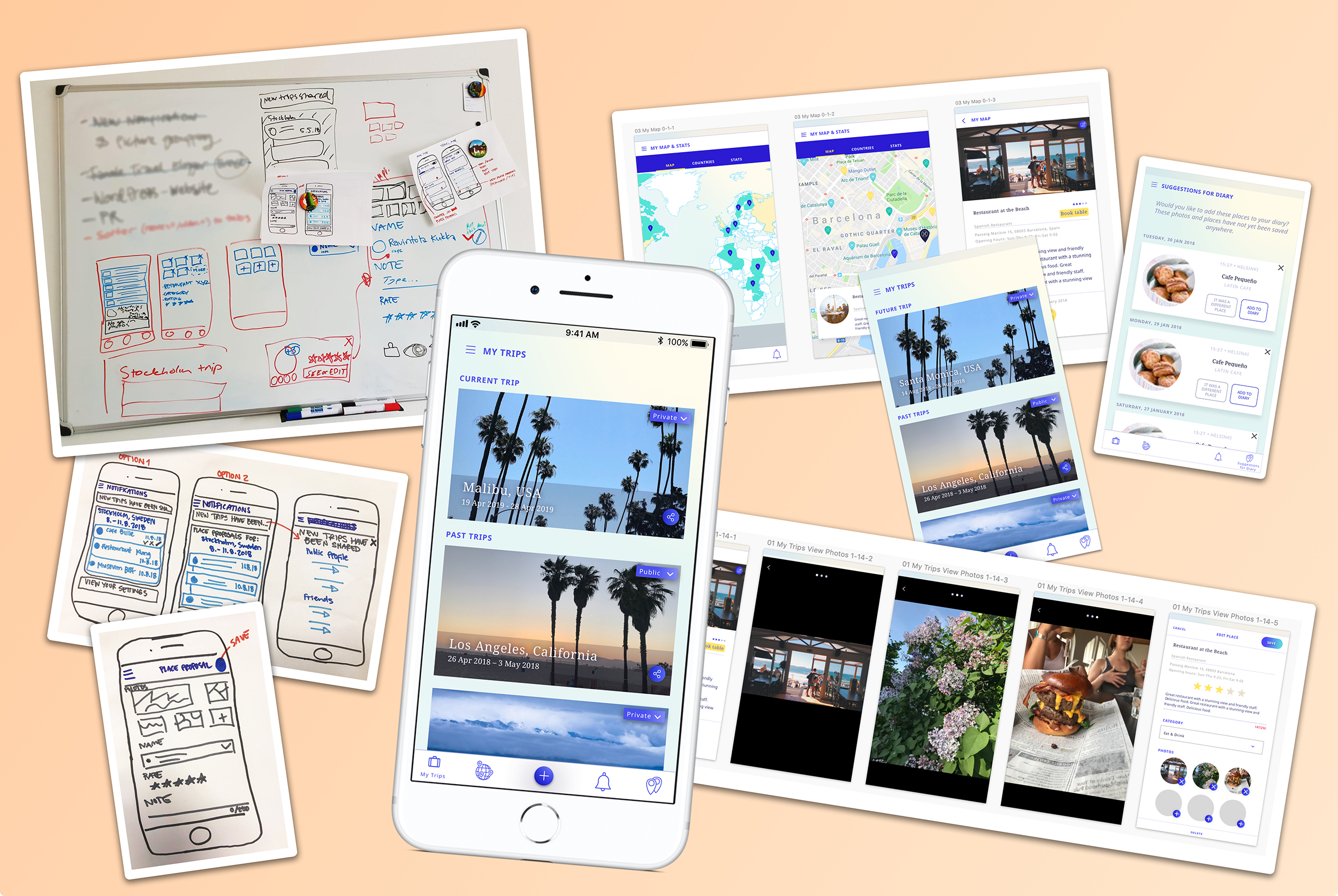 Here are some images of the UX & UI process I was working on for Wowanders app.
