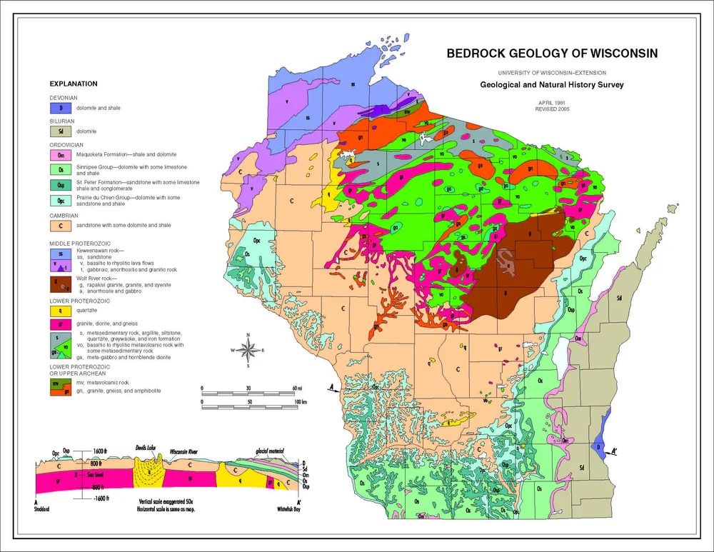 Niagara Escarpment Wisconsin Map Learning — Wisconsin Ledge