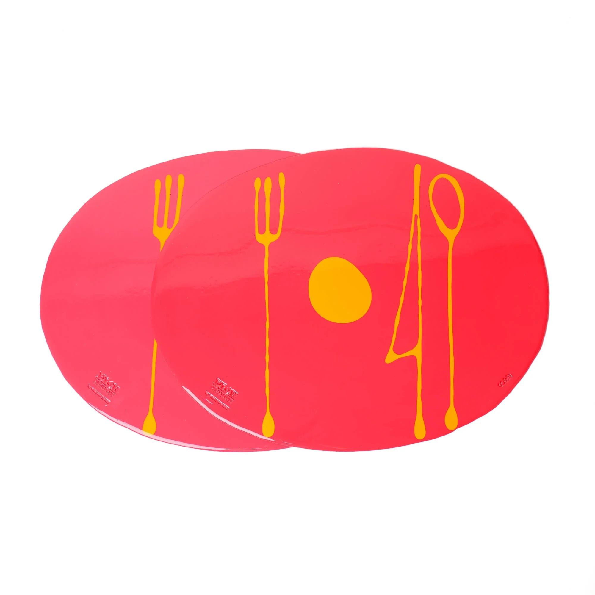 Table-Mates Placemat Set of Two - Matt Fuchsia And Matt Yellow